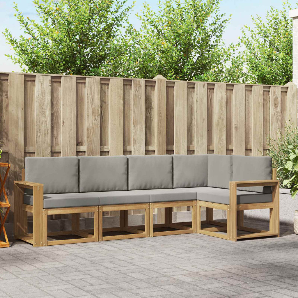 Outdoor-Sofagarnitur mit Kissen 5 pcs Weiß und Hellgrau