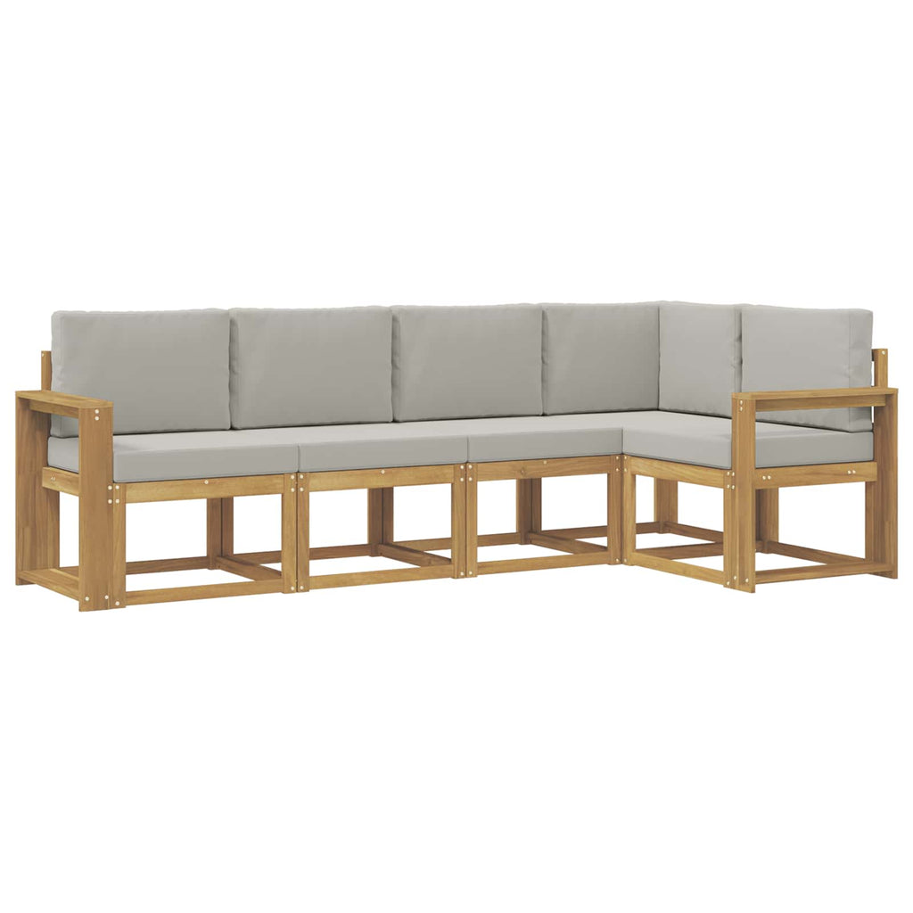 Outdoor-Sofagarnitur mit Kissen 5 pcs Weiß und Hellgrau