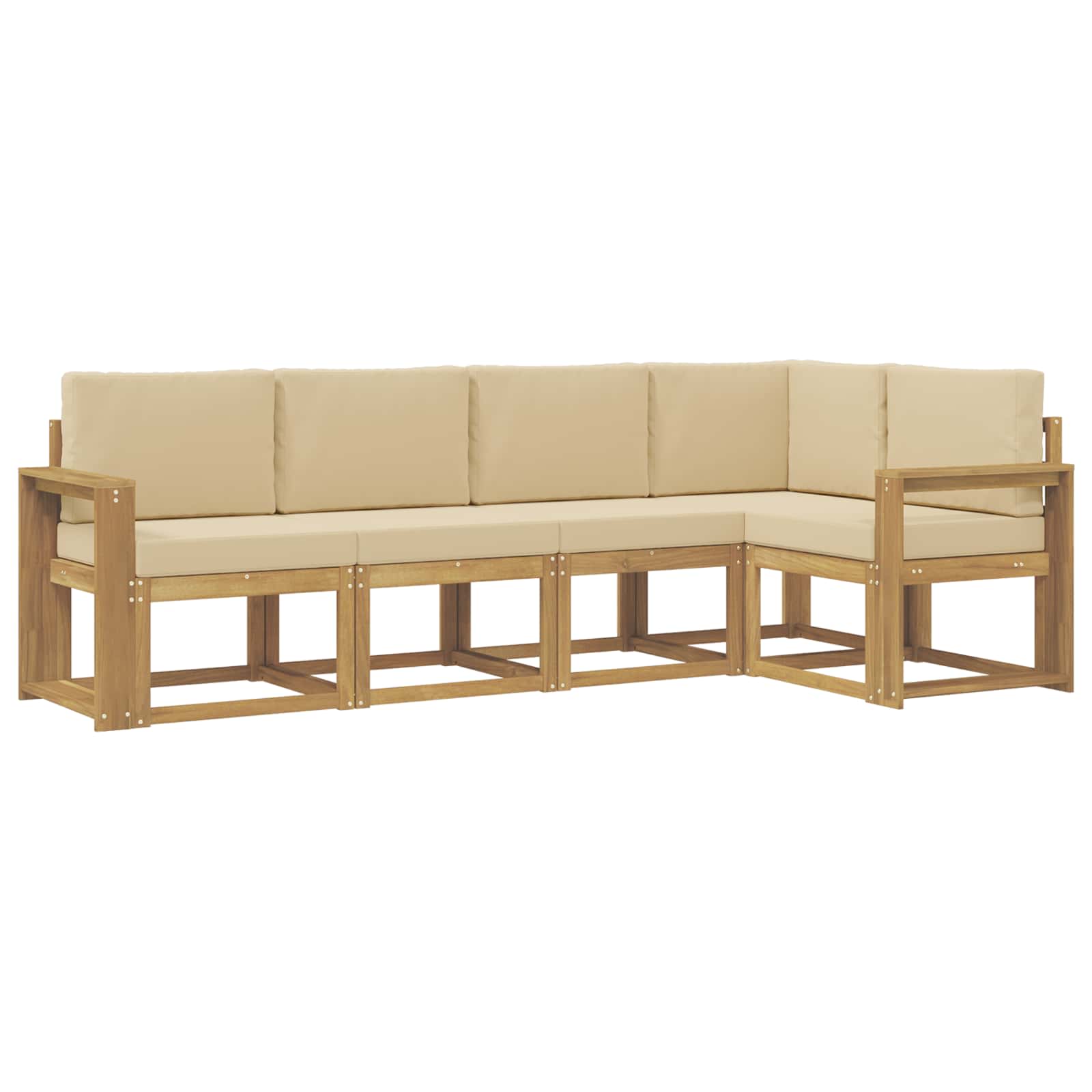 Outdoor-Sofagarnitur mit Kissen 5 pcs Weiß und Beige