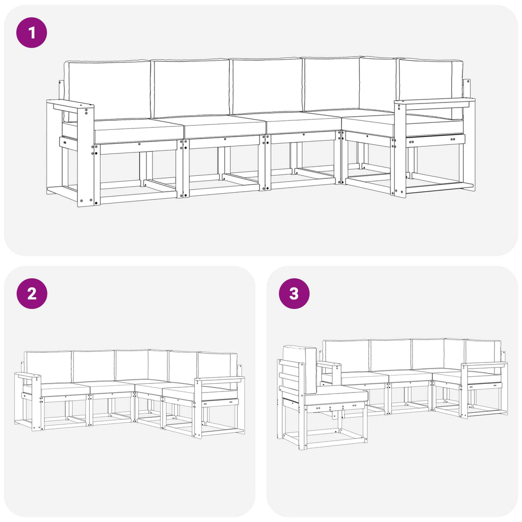 Outdoor-Sofagarnitur mit Kissen 5 pcs Weiß und Beige