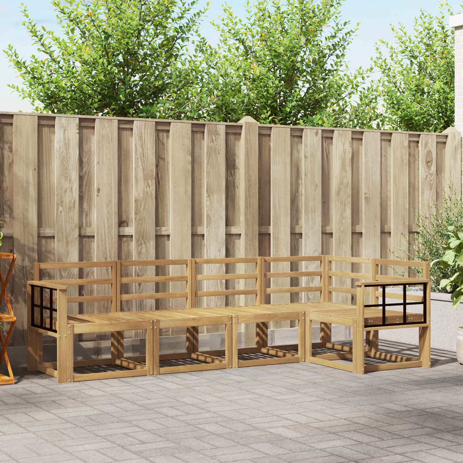 Outdoor-Sofagarnitur 5 pcs Weiß Massivholz Akazie