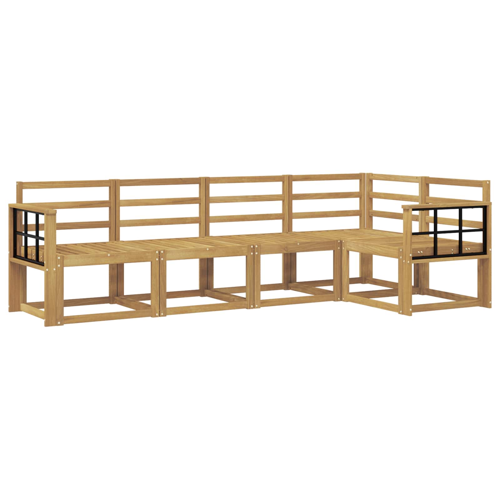 Outdoor-Sofagarnitur 5 pcs Weiß Massivholz Akazie