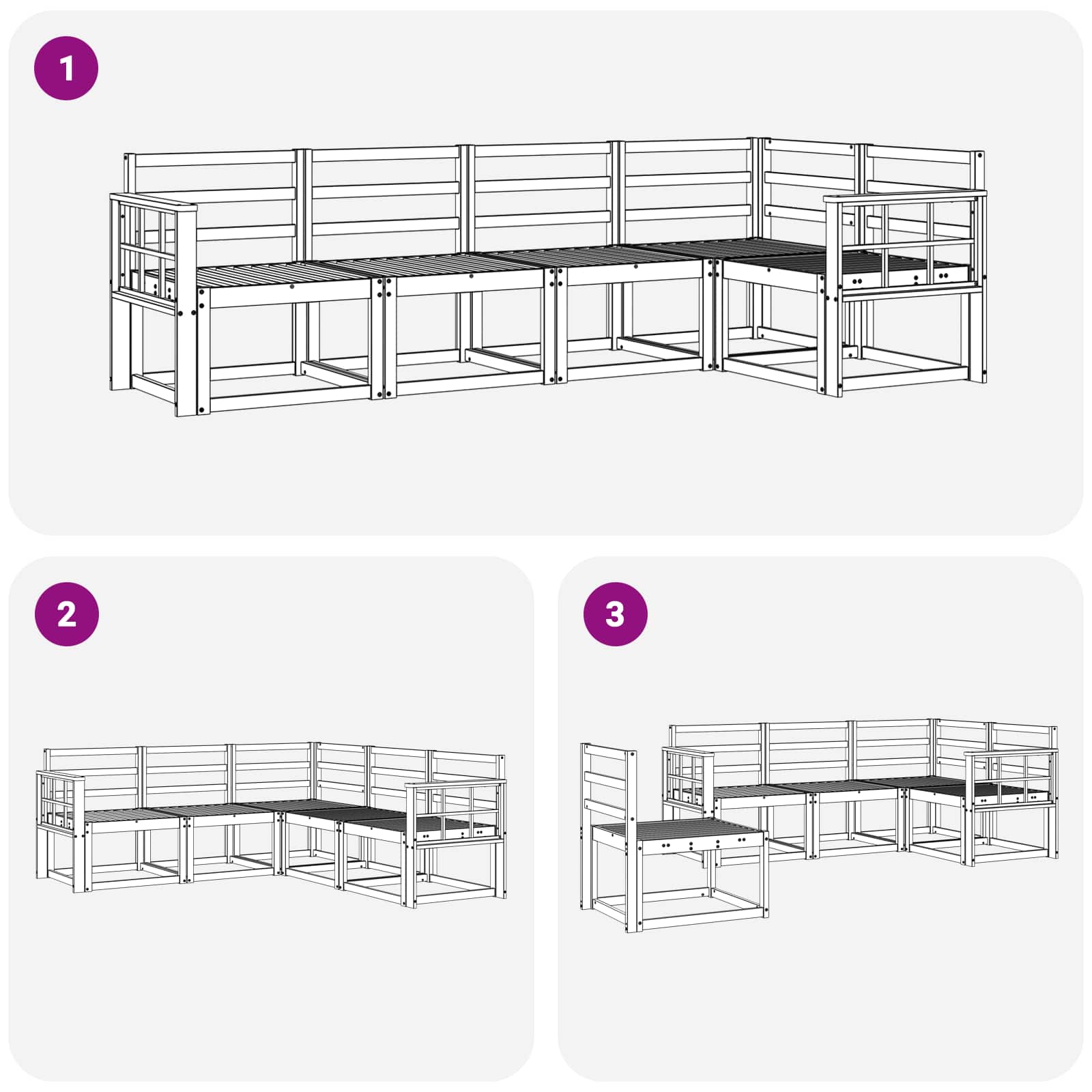 Outdoor-Sofagarnitur 5 pcs Weiß Massivholz Akazie