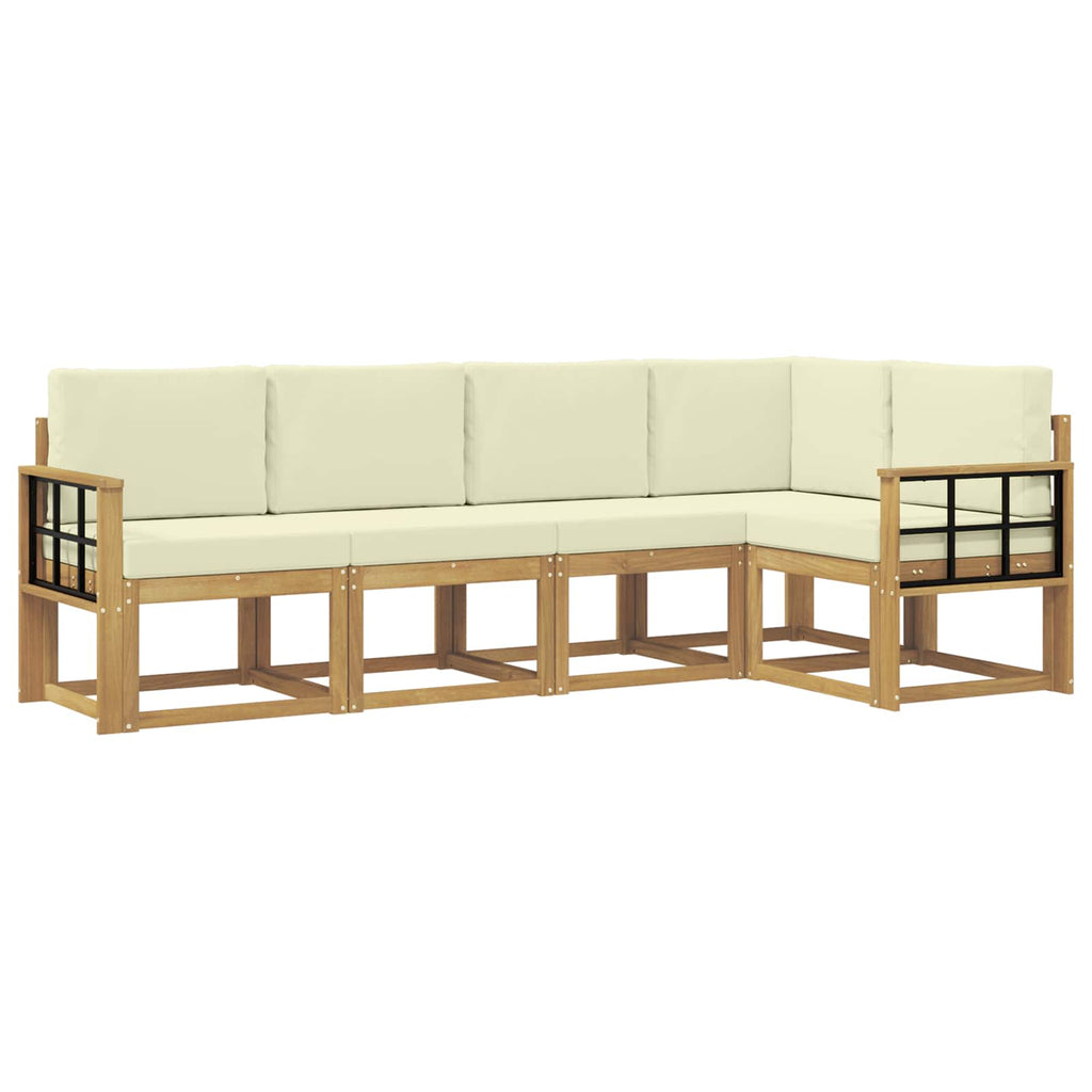 Outdoor-Sofagarnitur mit Kissen 5 pcs Weiß und Creme
