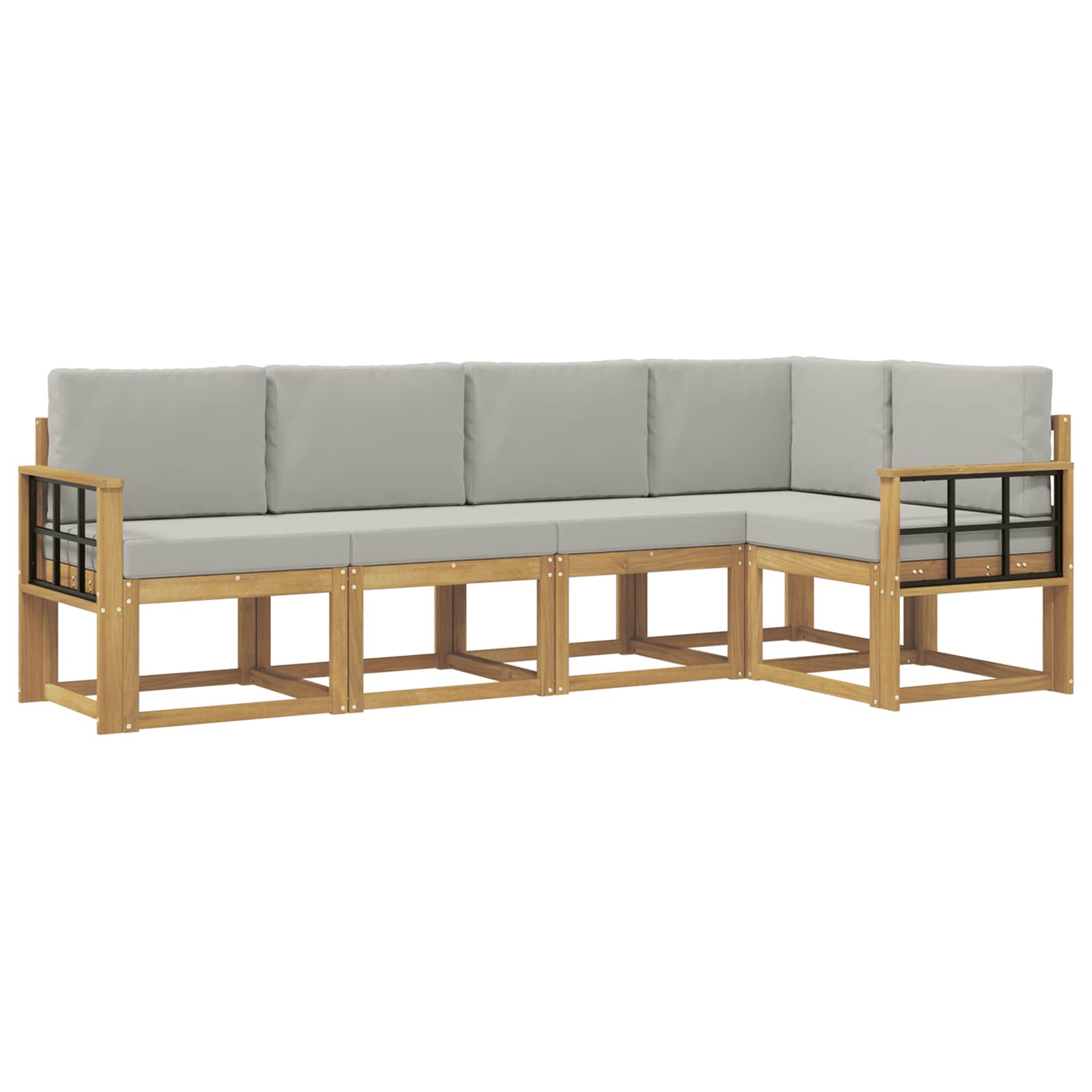 Outdoor-Sofagarnitur mit Kissen 5 pcs Weiß und Hellgrau