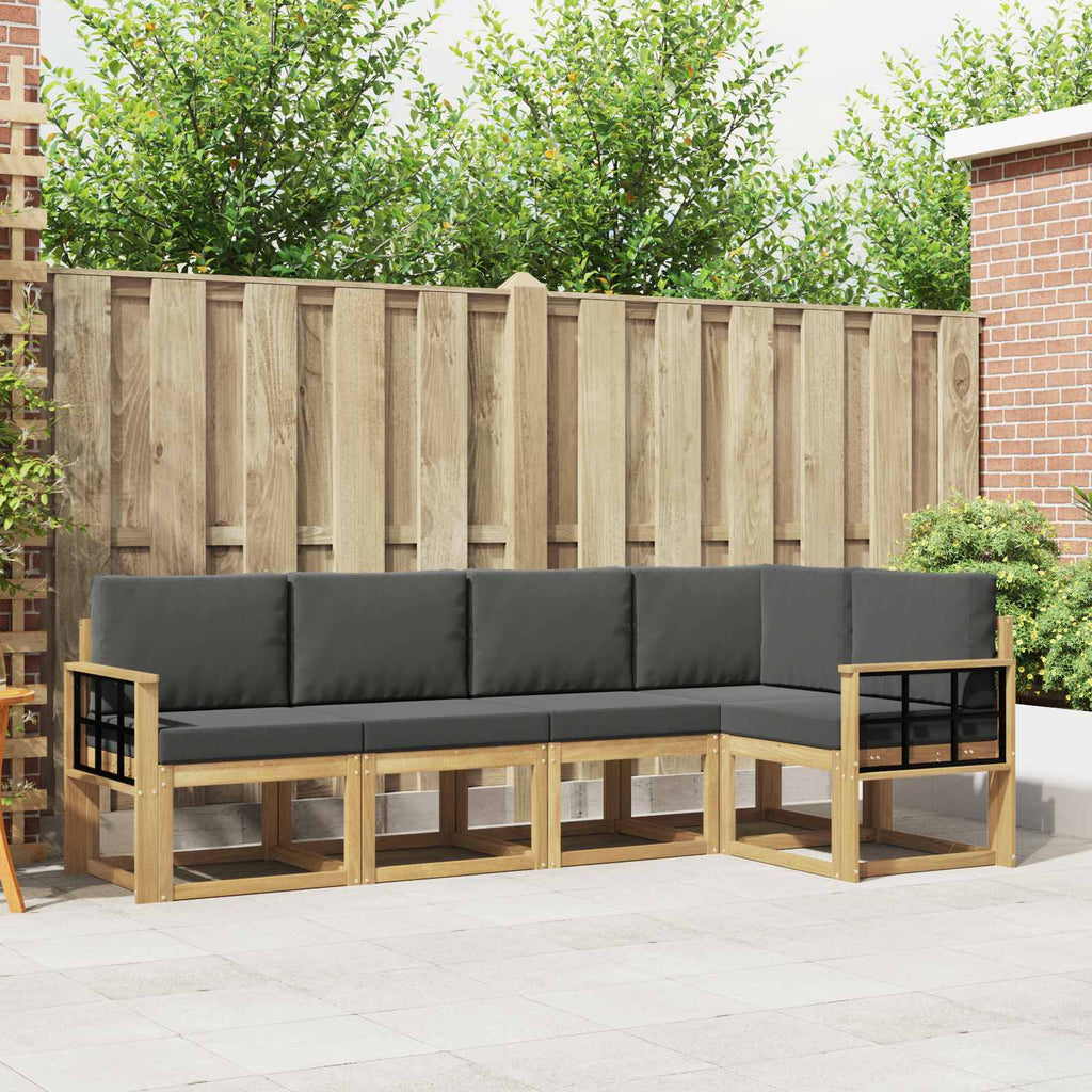 Outdoor-Sofagarnitur mit Kissen 5 pcs Weiß und Anthrazit