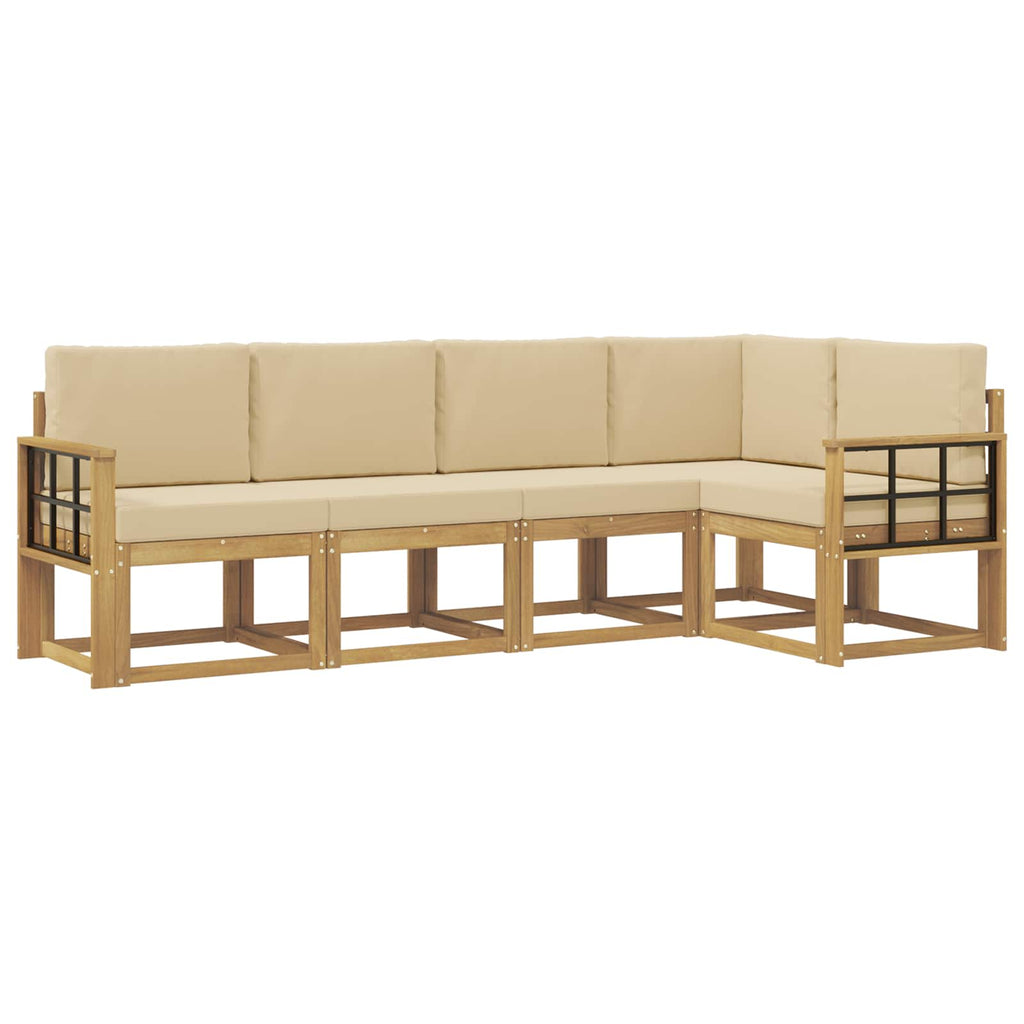 Outdoor-Sofagarnitur mit Kissen 5 pcs Weiß und Beige