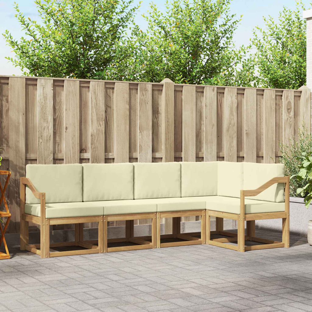 Outdoor-Sofagarnitur mit Kissen 5 pcs Weiß und Creme