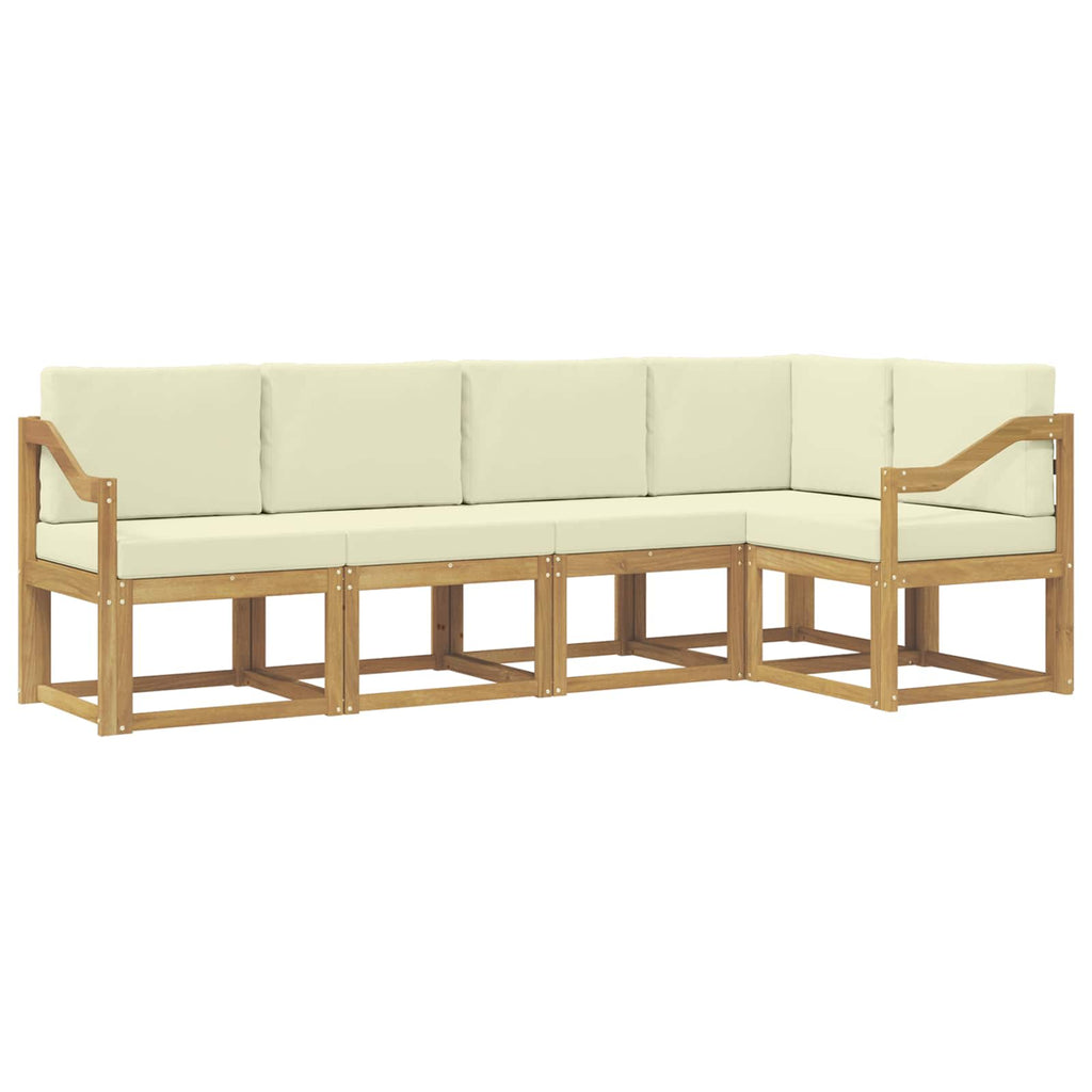 Outdoor-Sofagarnitur mit Kissen 5 pcs Weiß und Creme