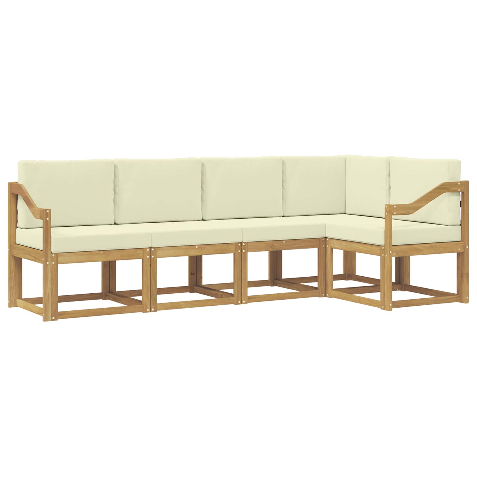 Outdoor-Sofagarnitur mit Kissen 5 pcs Weiß und Creme