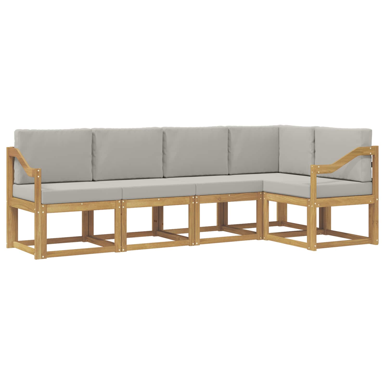 Outdoor-Sofagarnitur mit Kissen 5 pcs Weiß und Hellgrau