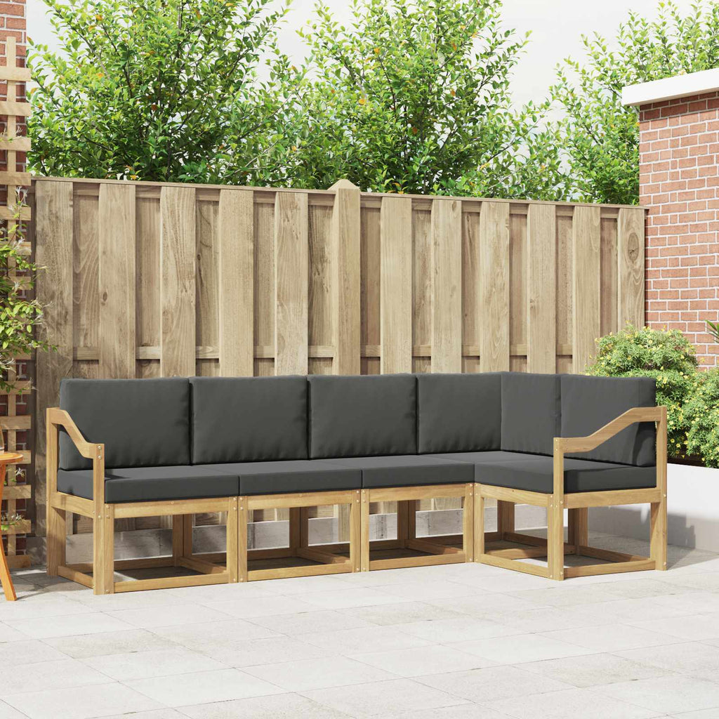 Outdoor-Sofagarnitur mit Kissen 5 pcs Weiß und Anthrazit