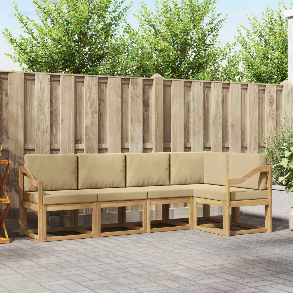 Outdoor-Sofagarnitur mit Kissen 5 pcs Weiß und Beige
