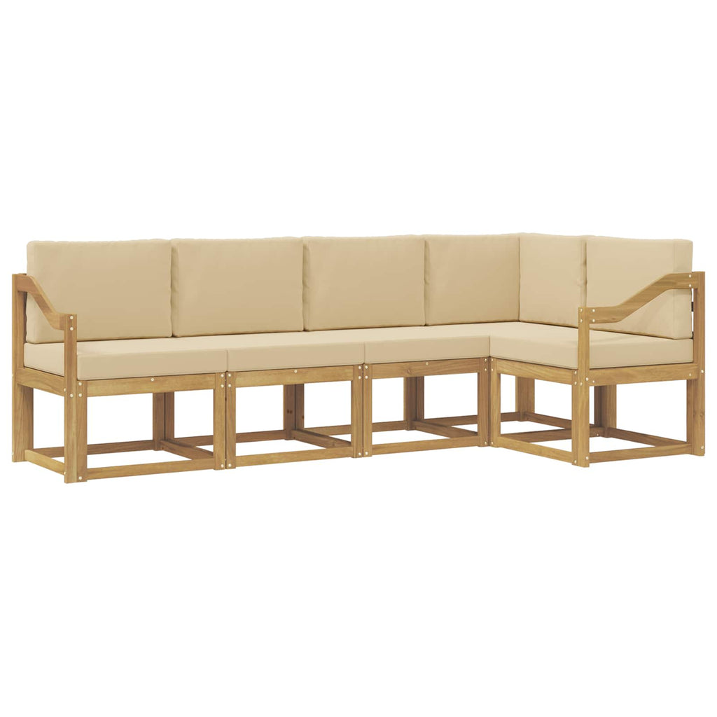 Outdoor-Sofagarnitur mit Kissen 5 pcs Weiß und Beige