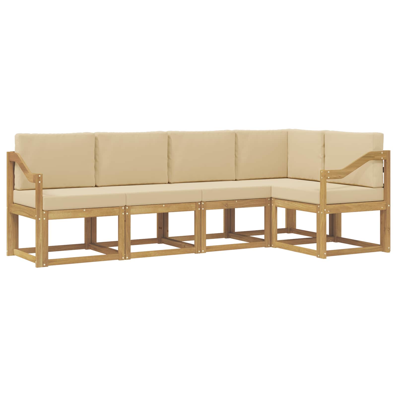 Outdoor-Sofagarnitur mit Kissen 5 pcs Weiß und Beige