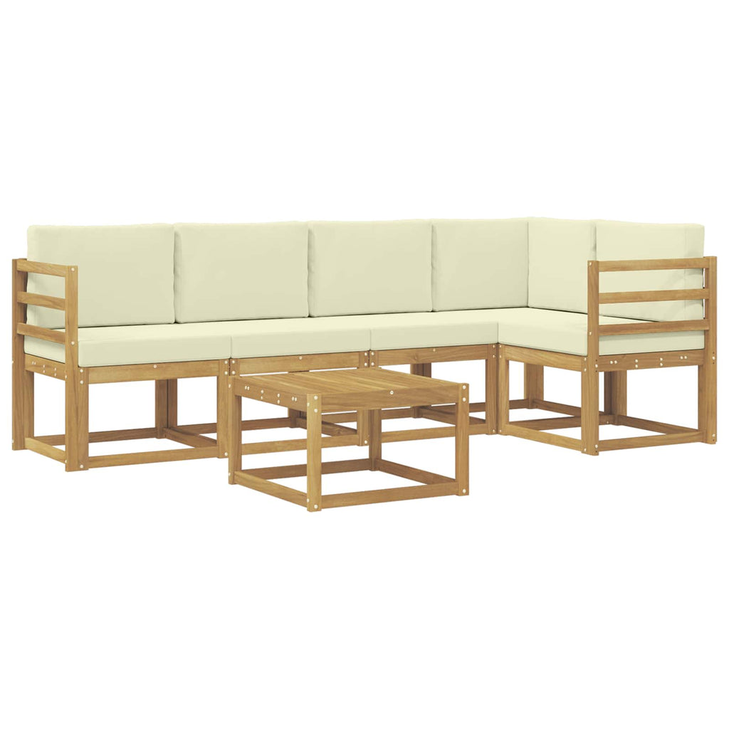 Outdoor-Sofagarnitur 6 pcs Weiß und Creme Massivholz Akazie