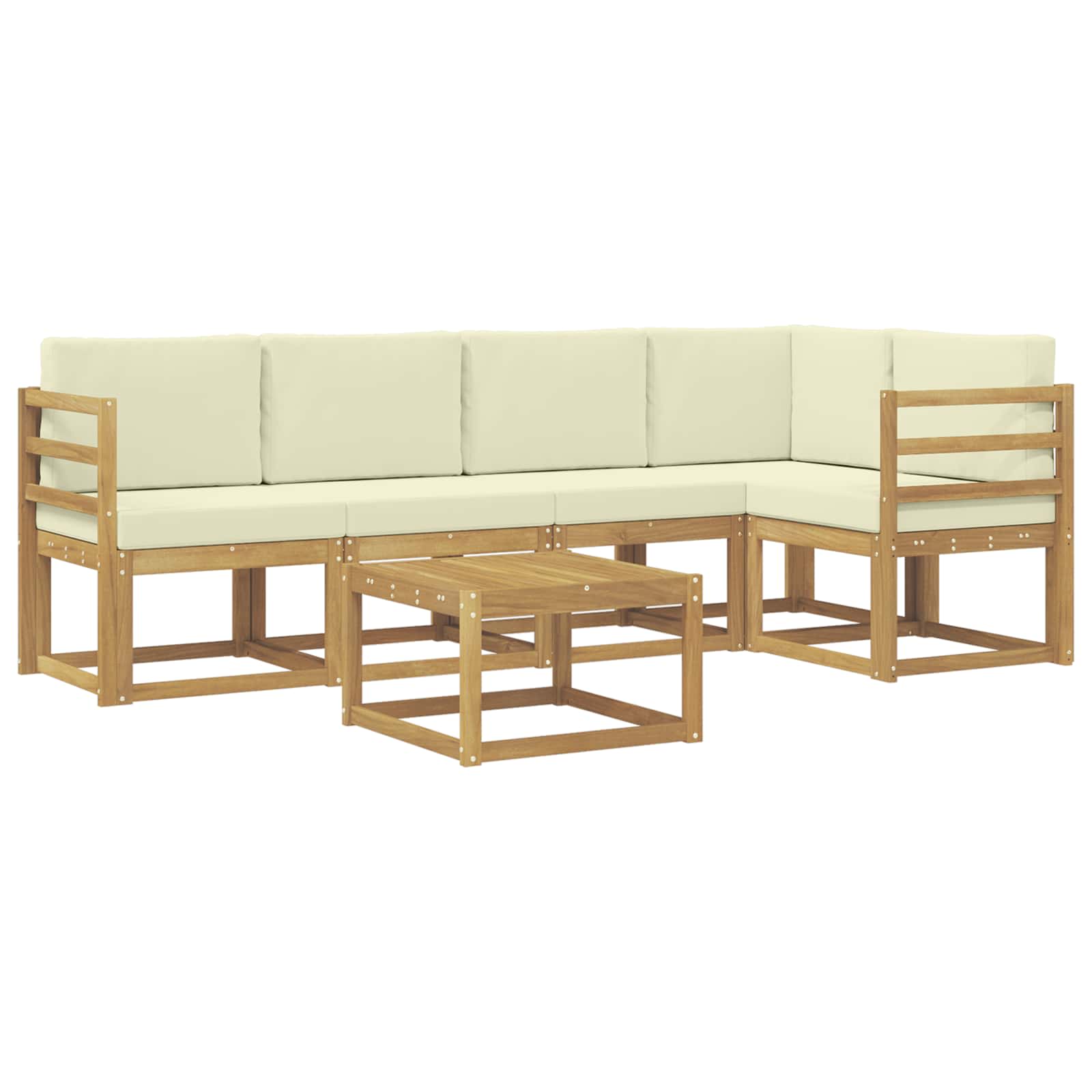 Outdoor-Sofagarnitur 6 pcs Weiß und Creme Massivholz Akazie