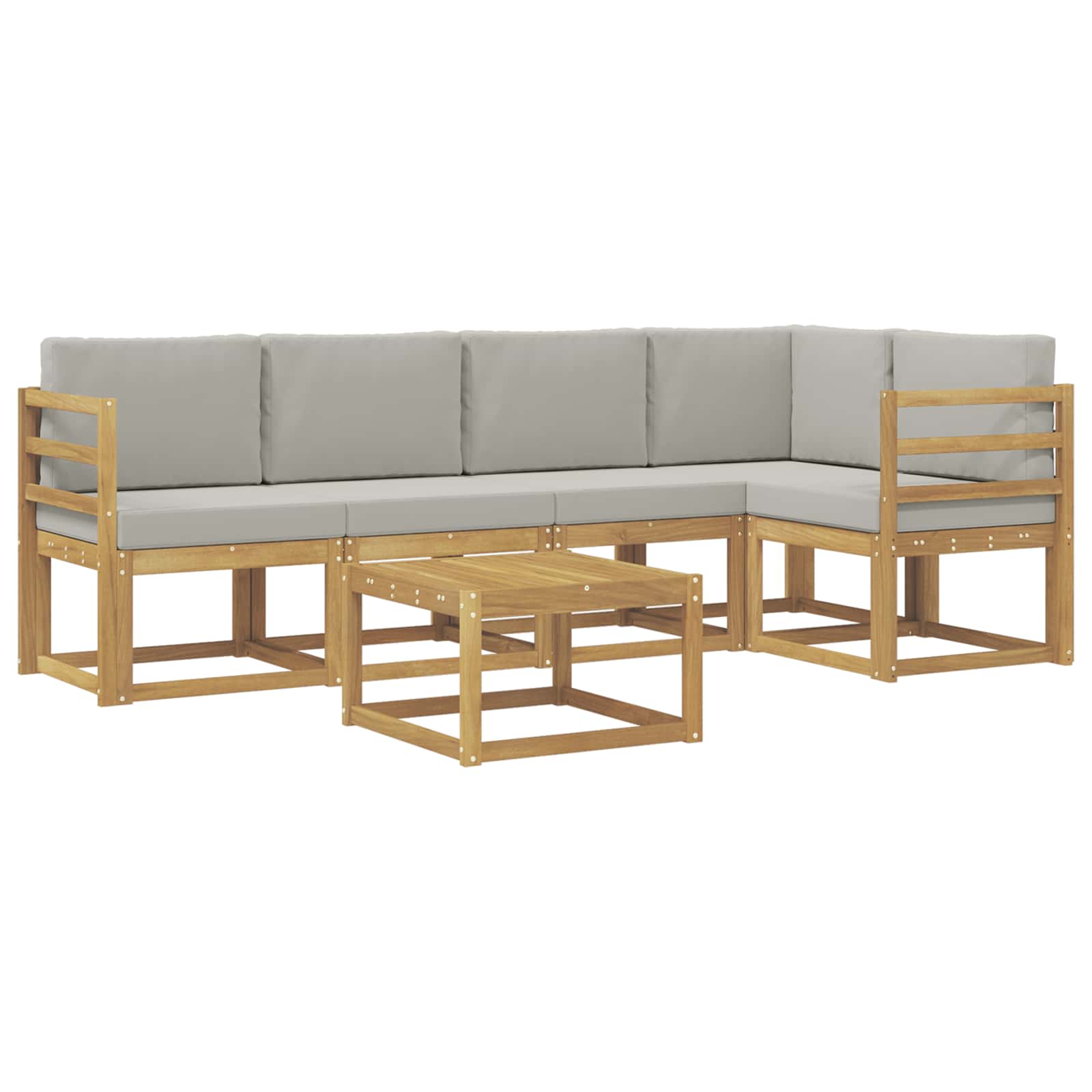 Outdoor-Sofagarnitur 6 pcs Weiß und Hellgrau