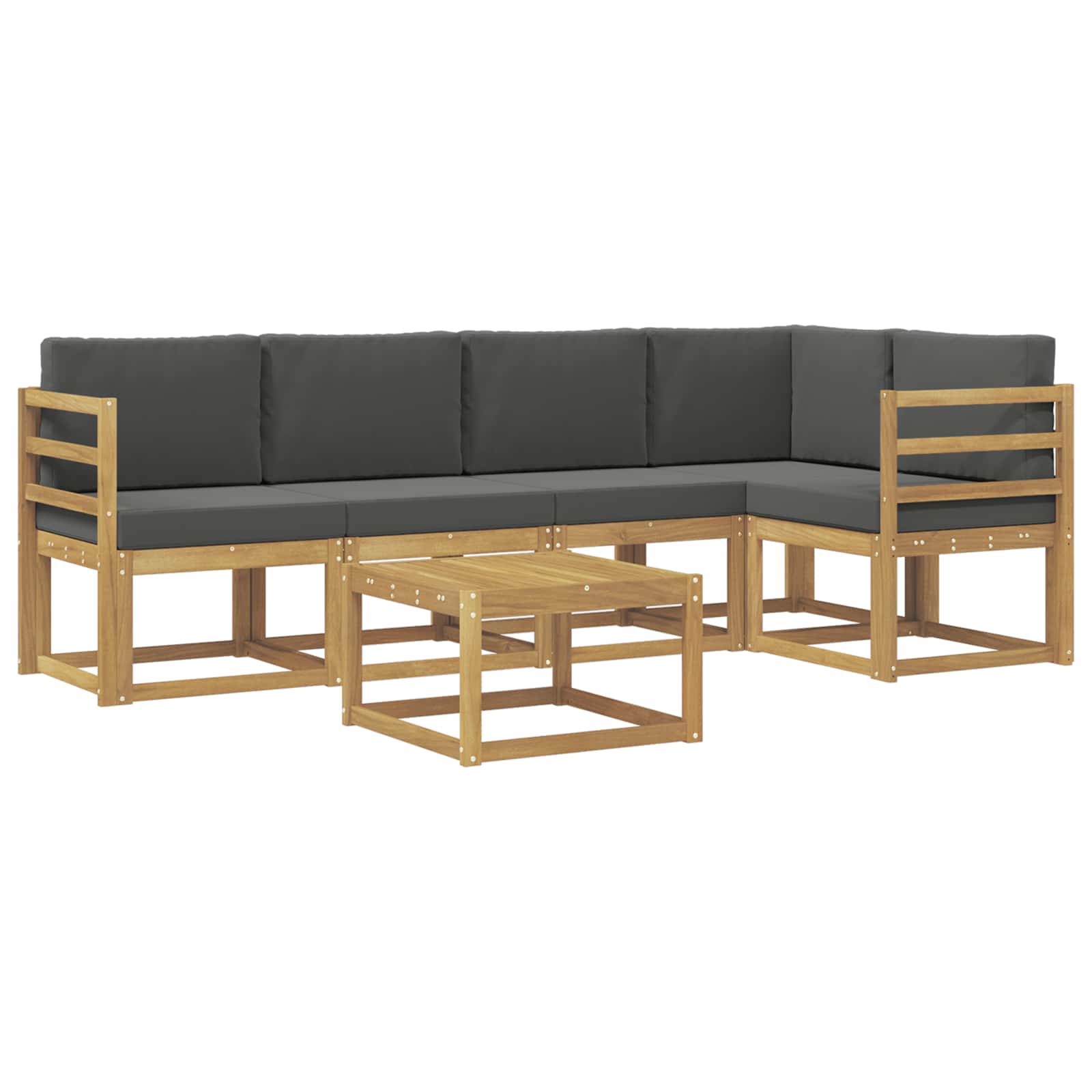 Outdoor-Sofagarnitur 6 pcs Weiß und Anthrazit Massivholz Akazie