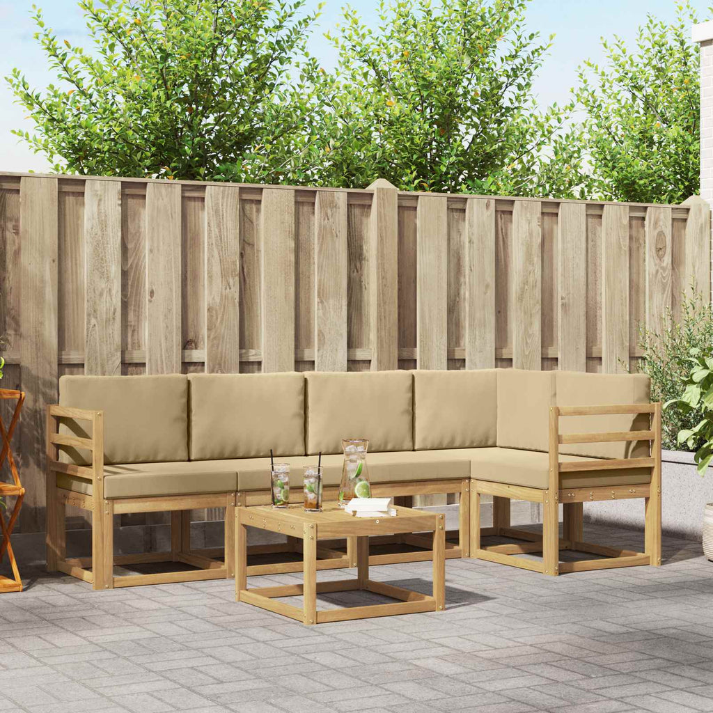 Outdoor-Sofagarnitur 6 pcs Weiß und Beige Massivholz Akazie