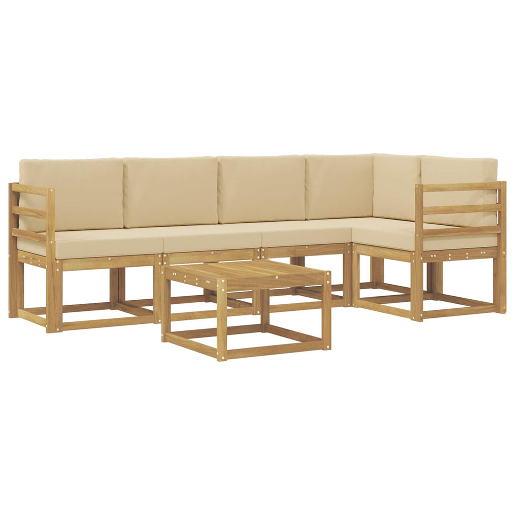 Outdoor-Sofagarnitur 6 pcs Weiß und Beige Massivholz Akazie