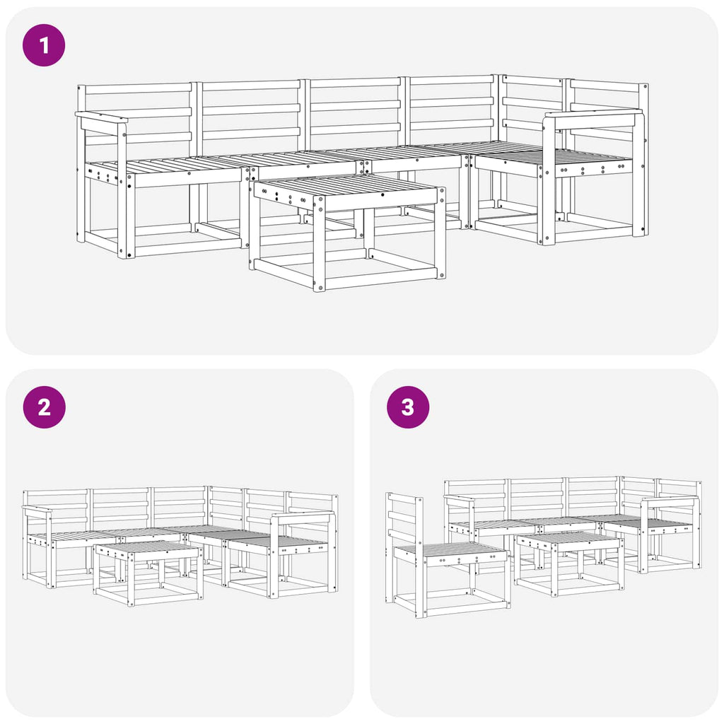 Outdoor-Sofagarnitur 6 pcs Weiß Massivholz Akazie