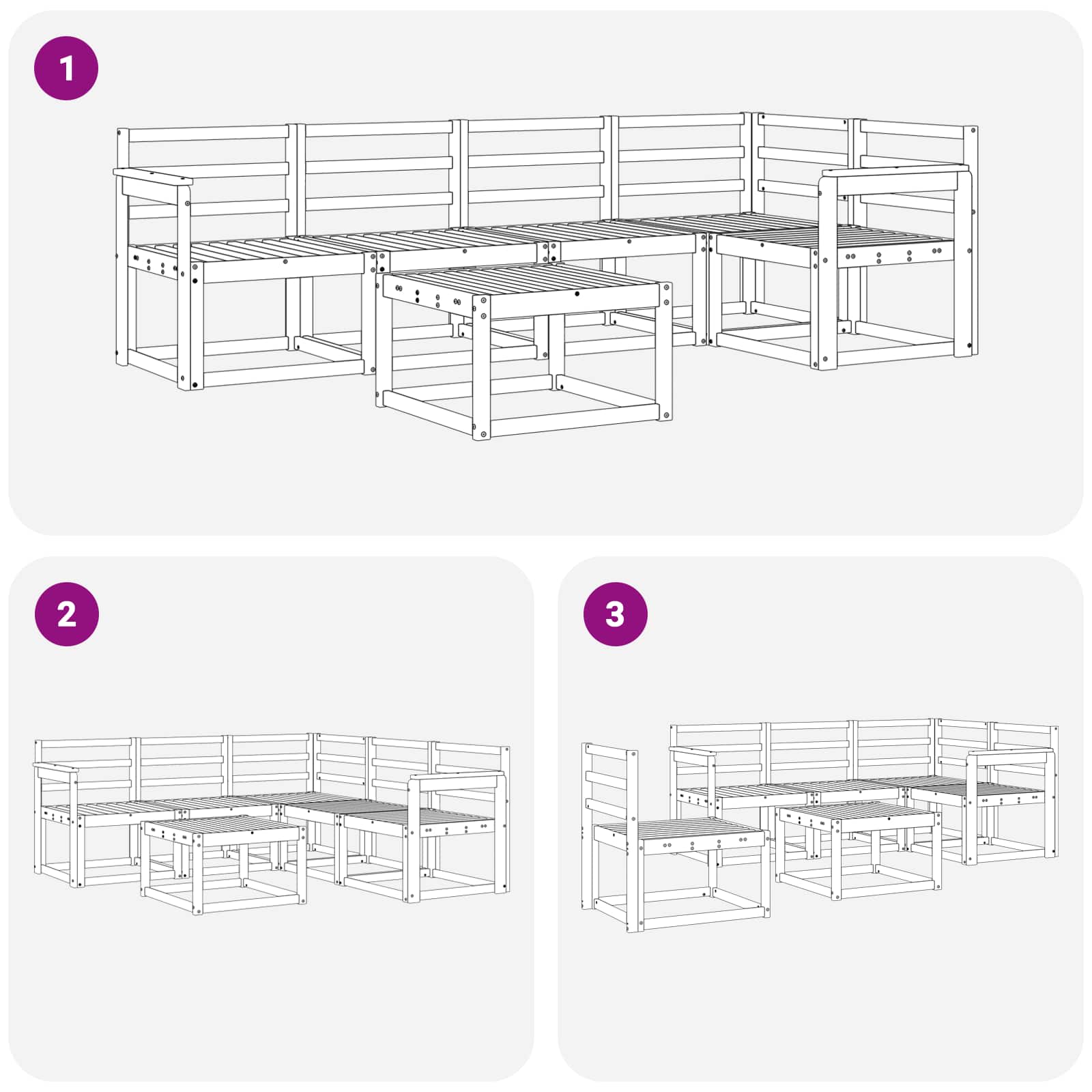 Outdoor-Sofagarnitur 6 pcs Weiß Massivholz Akazie