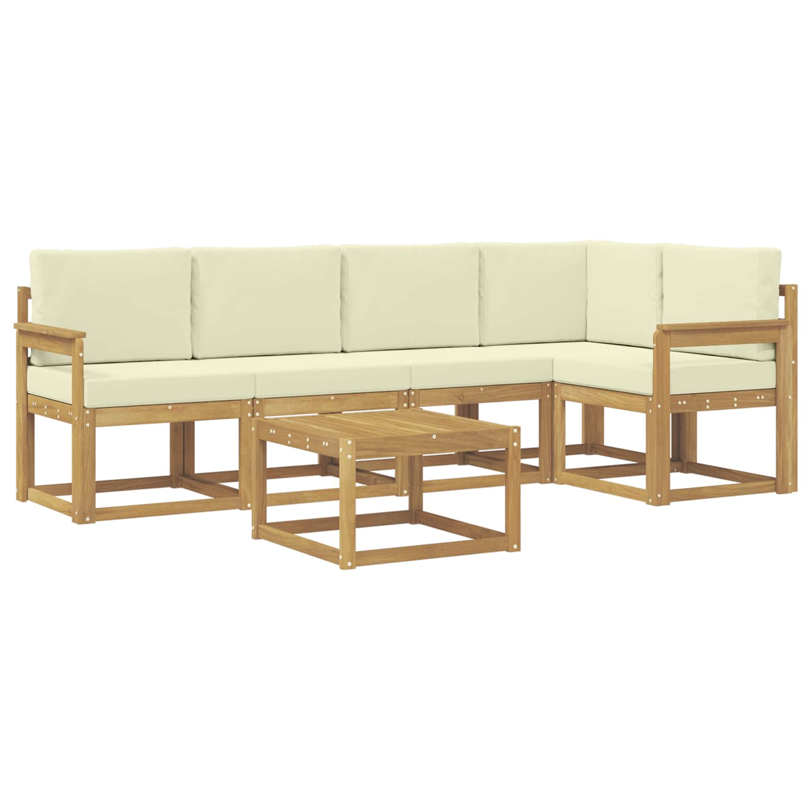 Outdoor-Sofagarnitur 6 pcs Weiß und Creme Massivholz Akazie