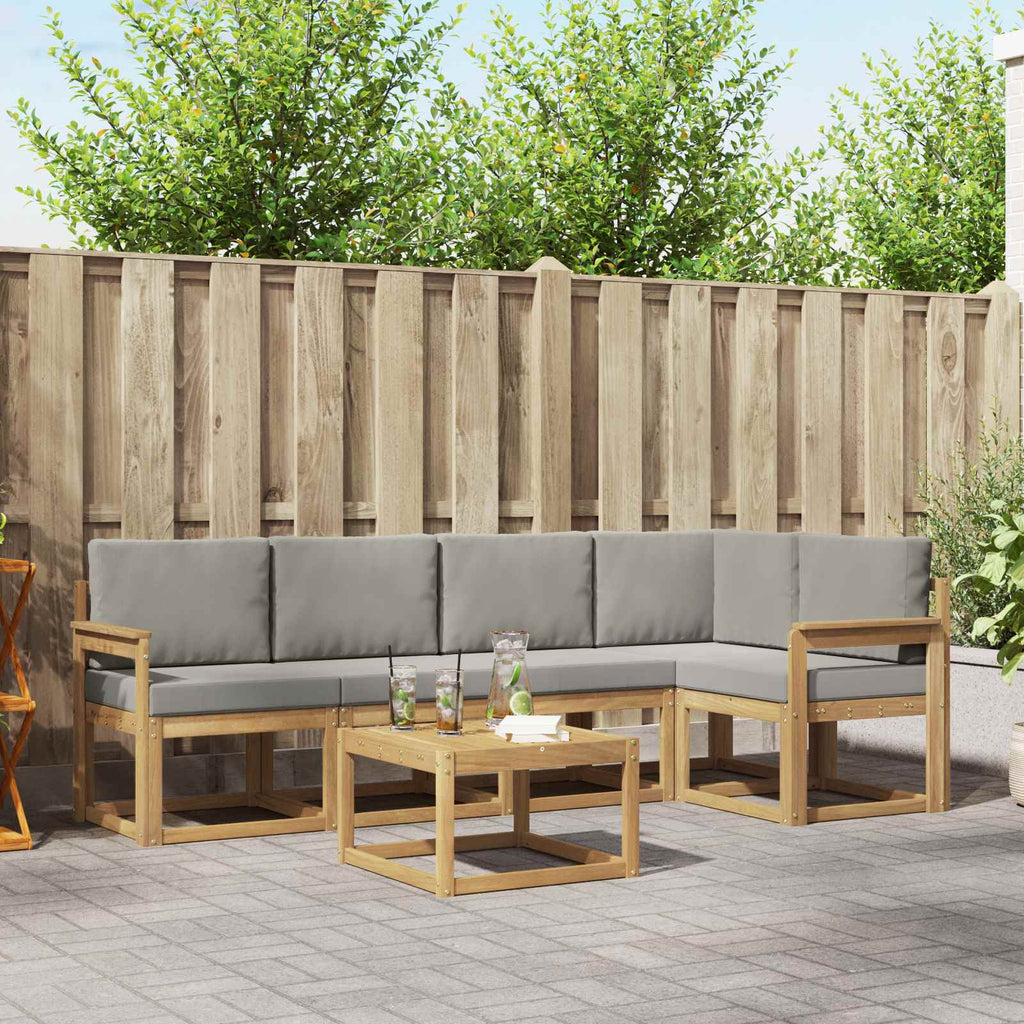 Outdoor-Sofagarnitur 6 pcs Weiß und Hellgrau
