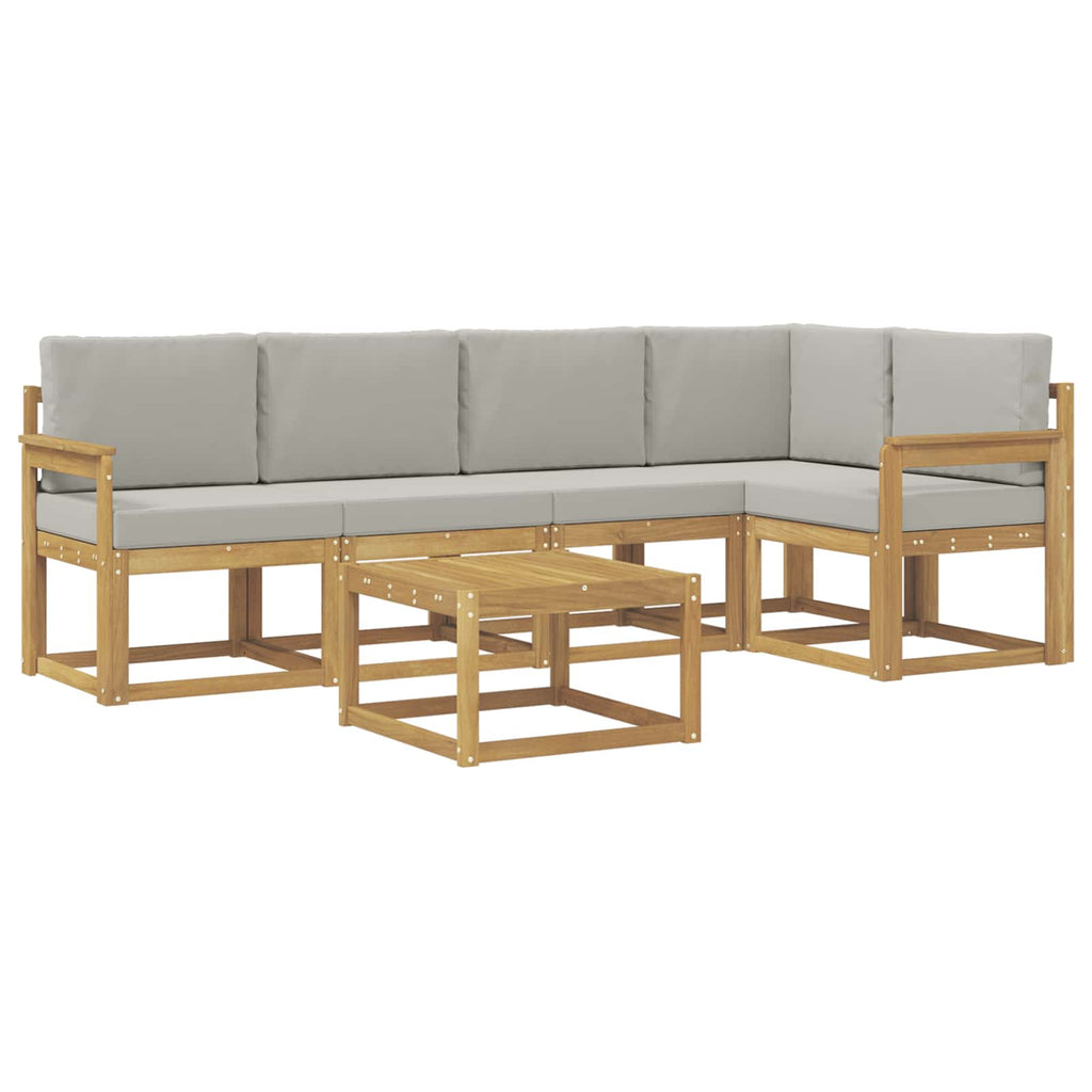 Outdoor-Sofagarnitur 6 pcs Weiß und Hellgrau