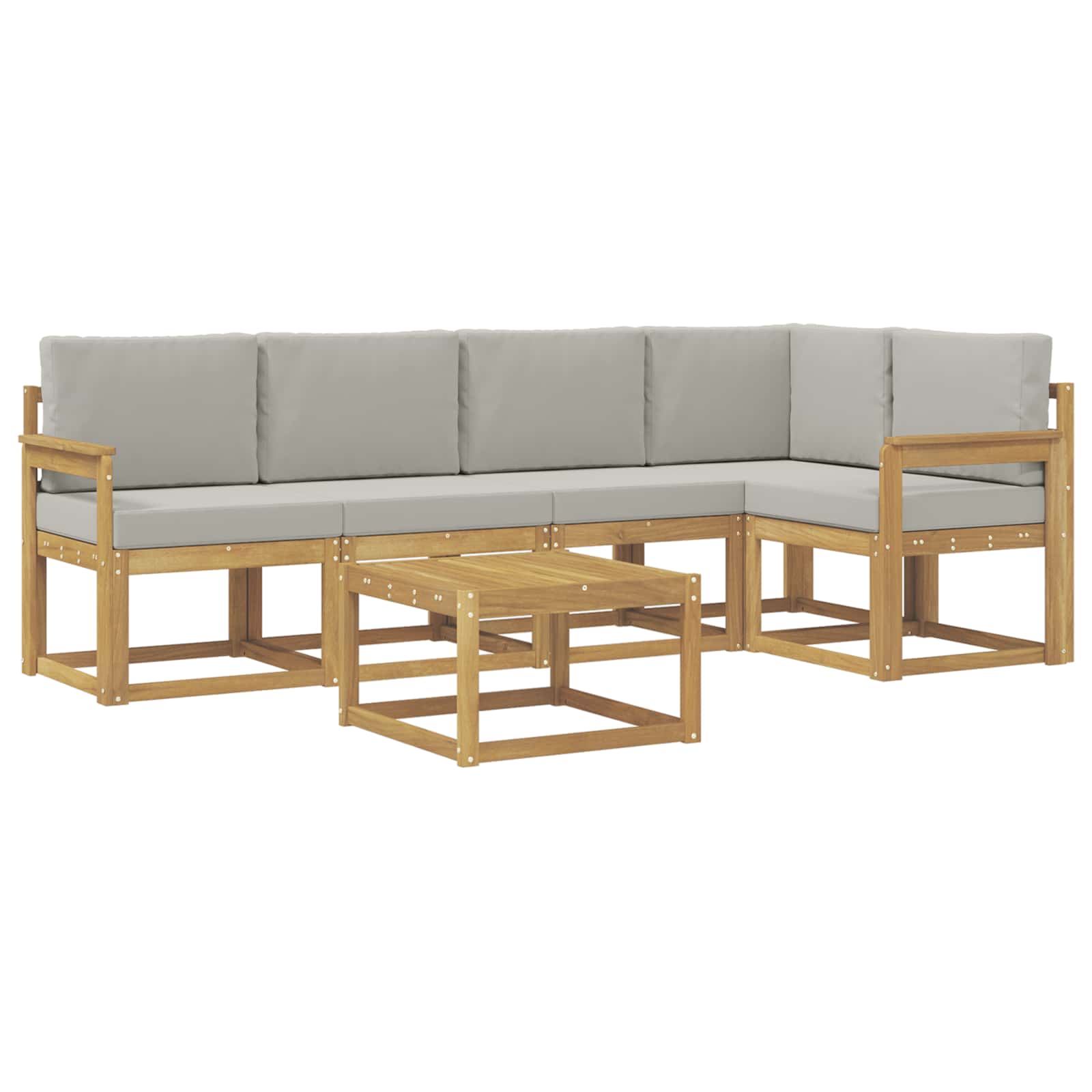 Outdoor-Sofagarnitur 6 pcs Weiß und Hellgrau