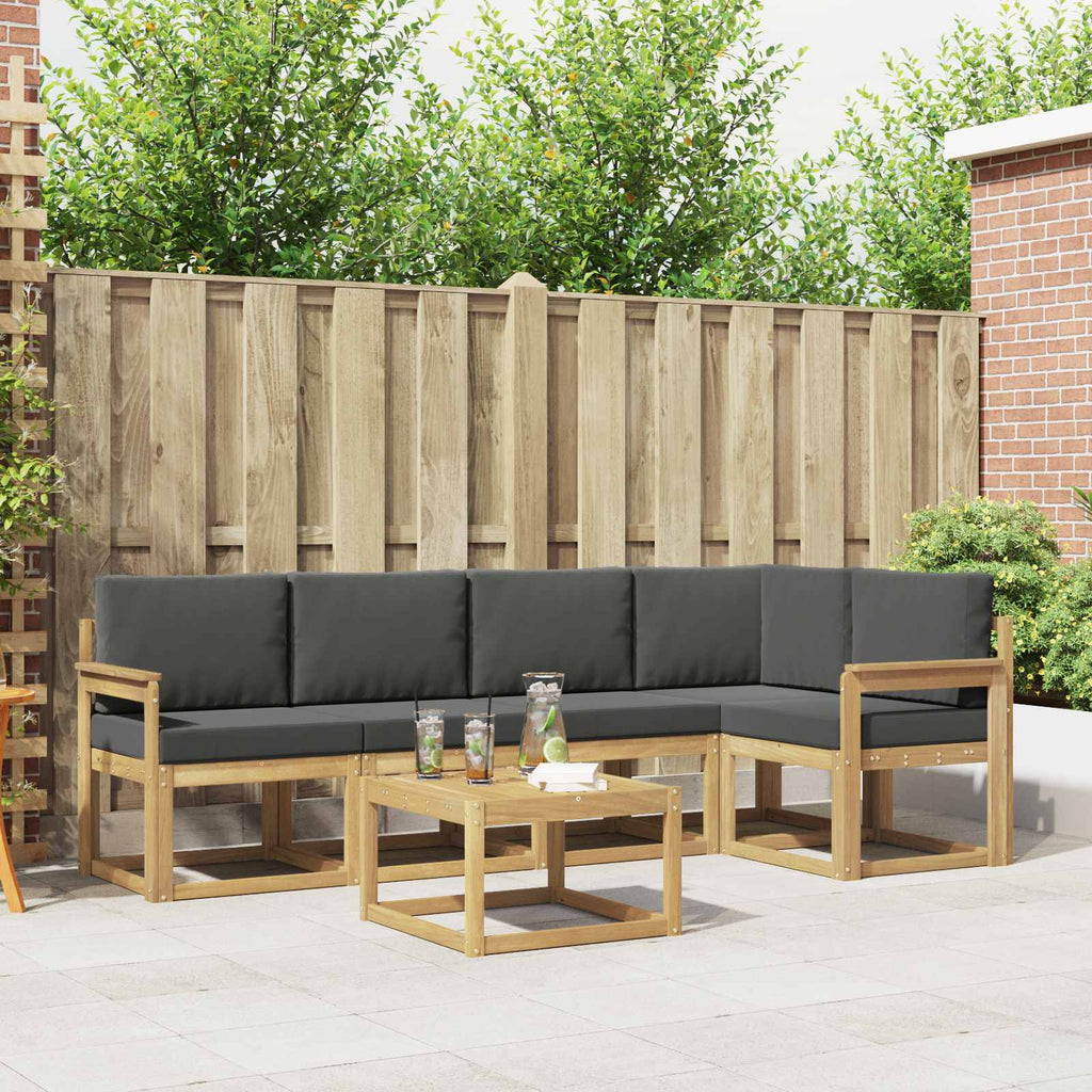 Outdoor-Sofagarnitur 6 pcs Weiß und Anthrazit Massivholz Akazie