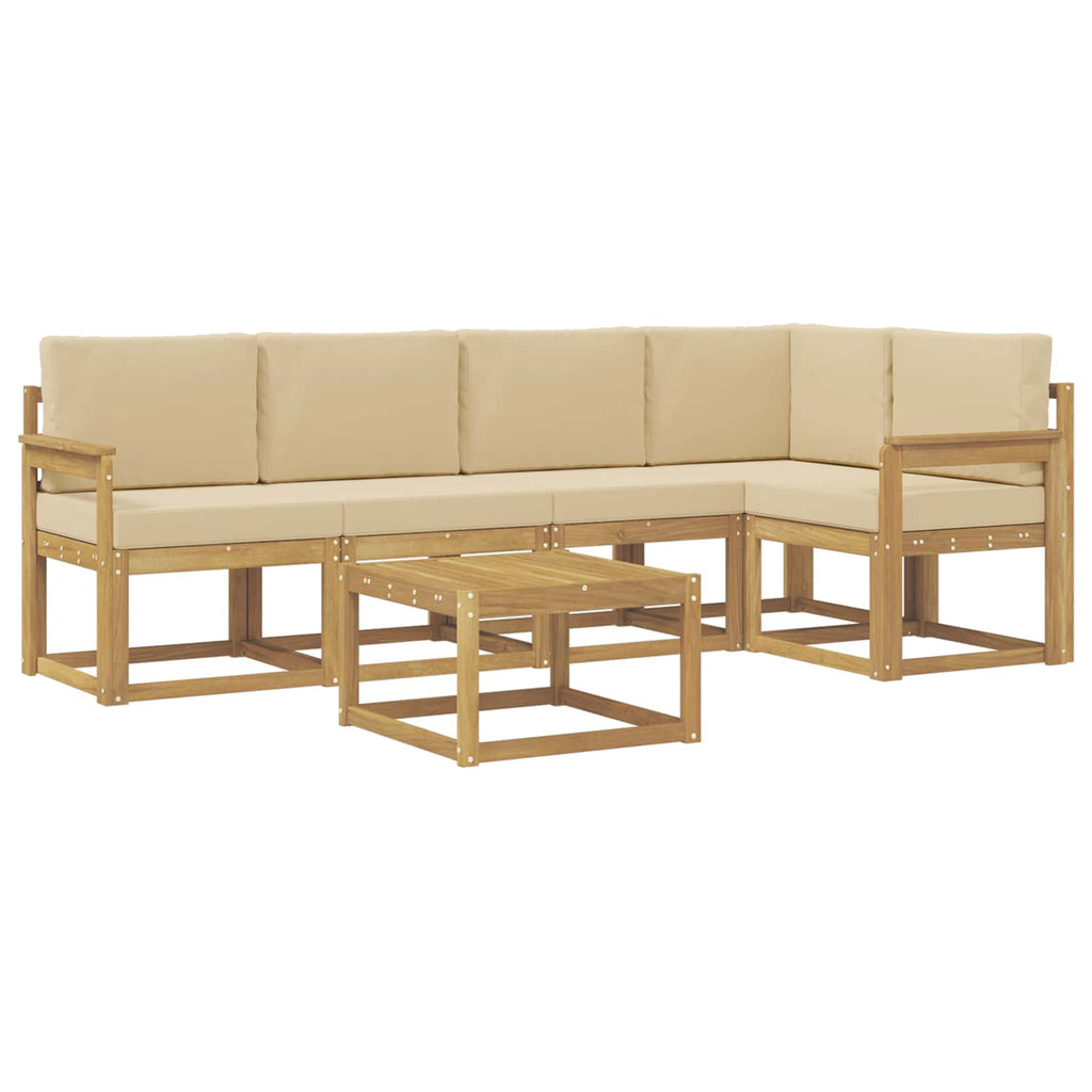 Outdoor-Sofagarnitur 6 pcs Weiß und Beige Massivholz Akazie