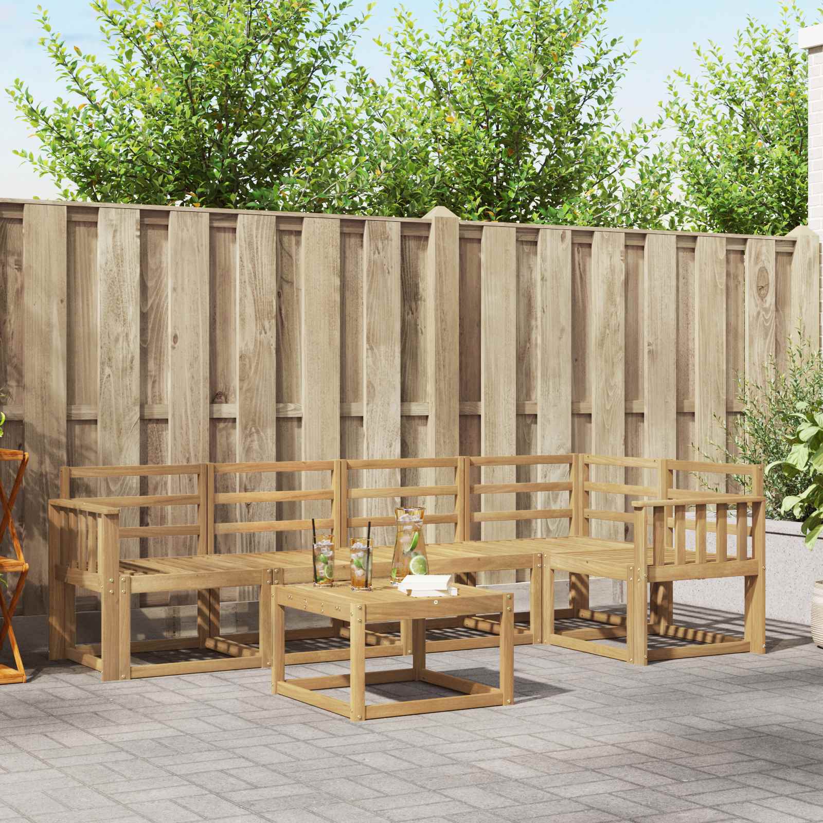 Outdoor-Sofagarnitur 6 pcs Weiß Massivholz Akazie