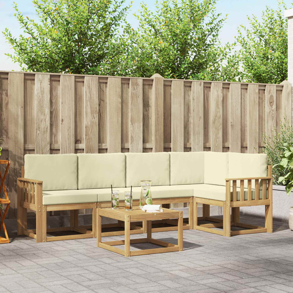 Outdoor-Sofagarnitur 6 pcs Weiß und Creme Massivholz Akazie