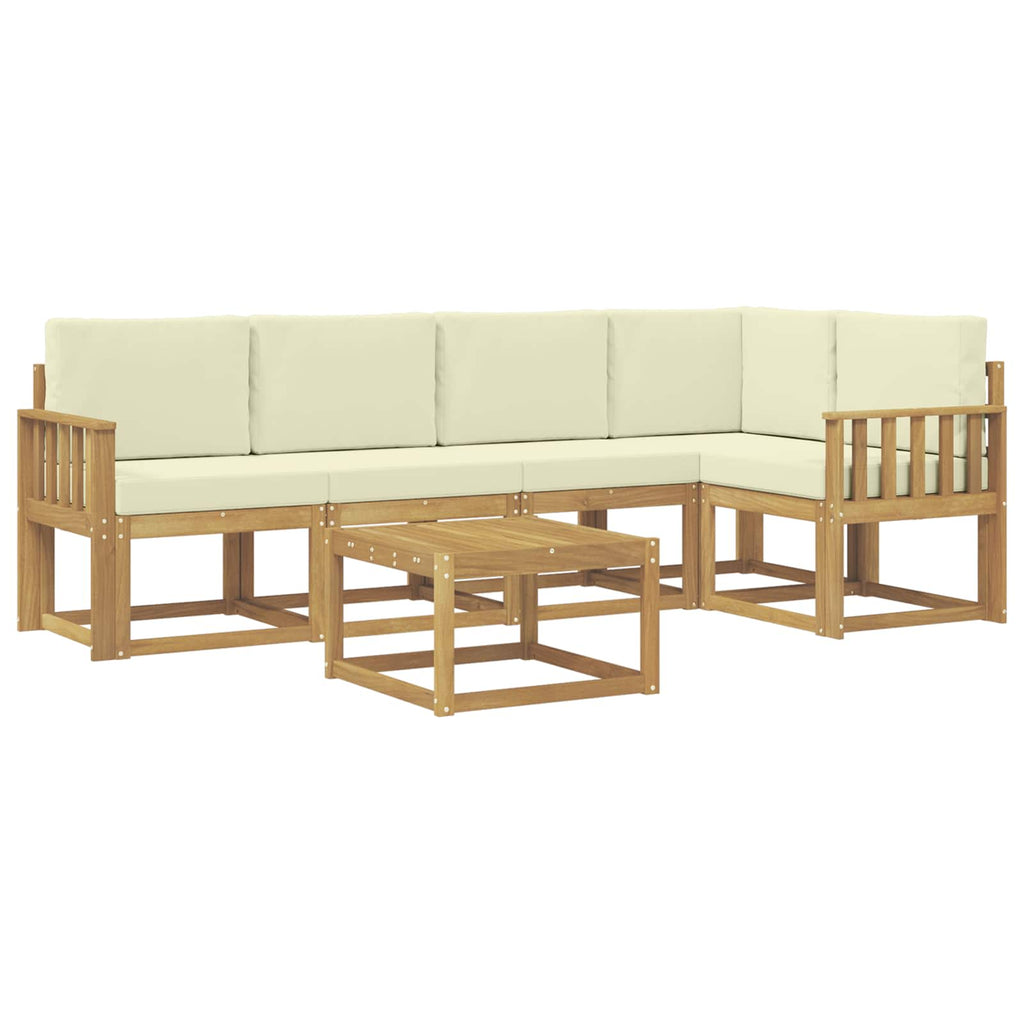 Outdoor-Sofagarnitur 6 pcs Weiß und Creme Massivholz Akazie
