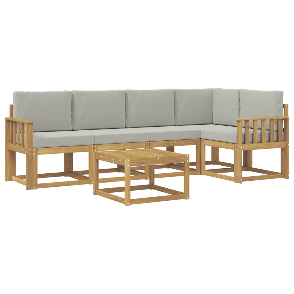 Outdoor-Sofagarnitur 6 pcs Weiß und Hellgrau