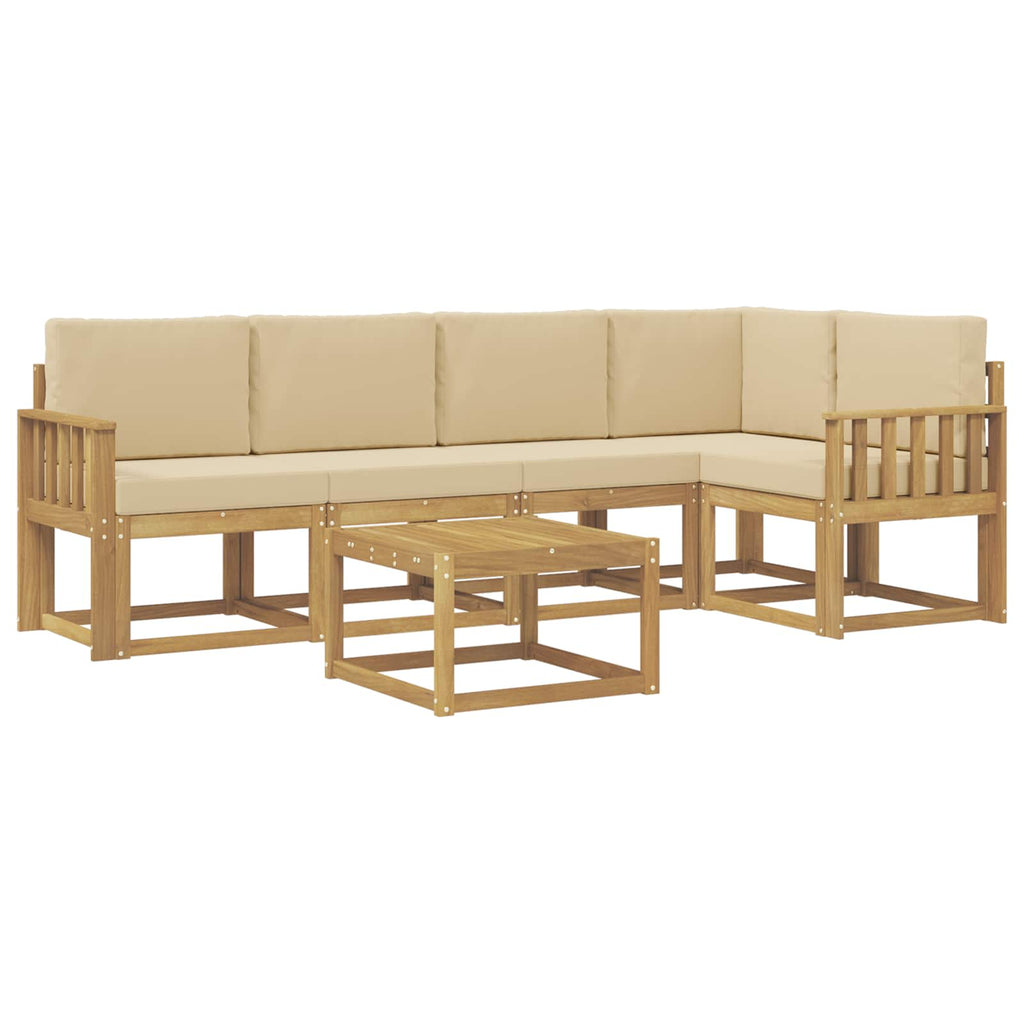 Outdoor-Sofagarnitur 6 pcs Weiß und Beige Massivholz Akazie
