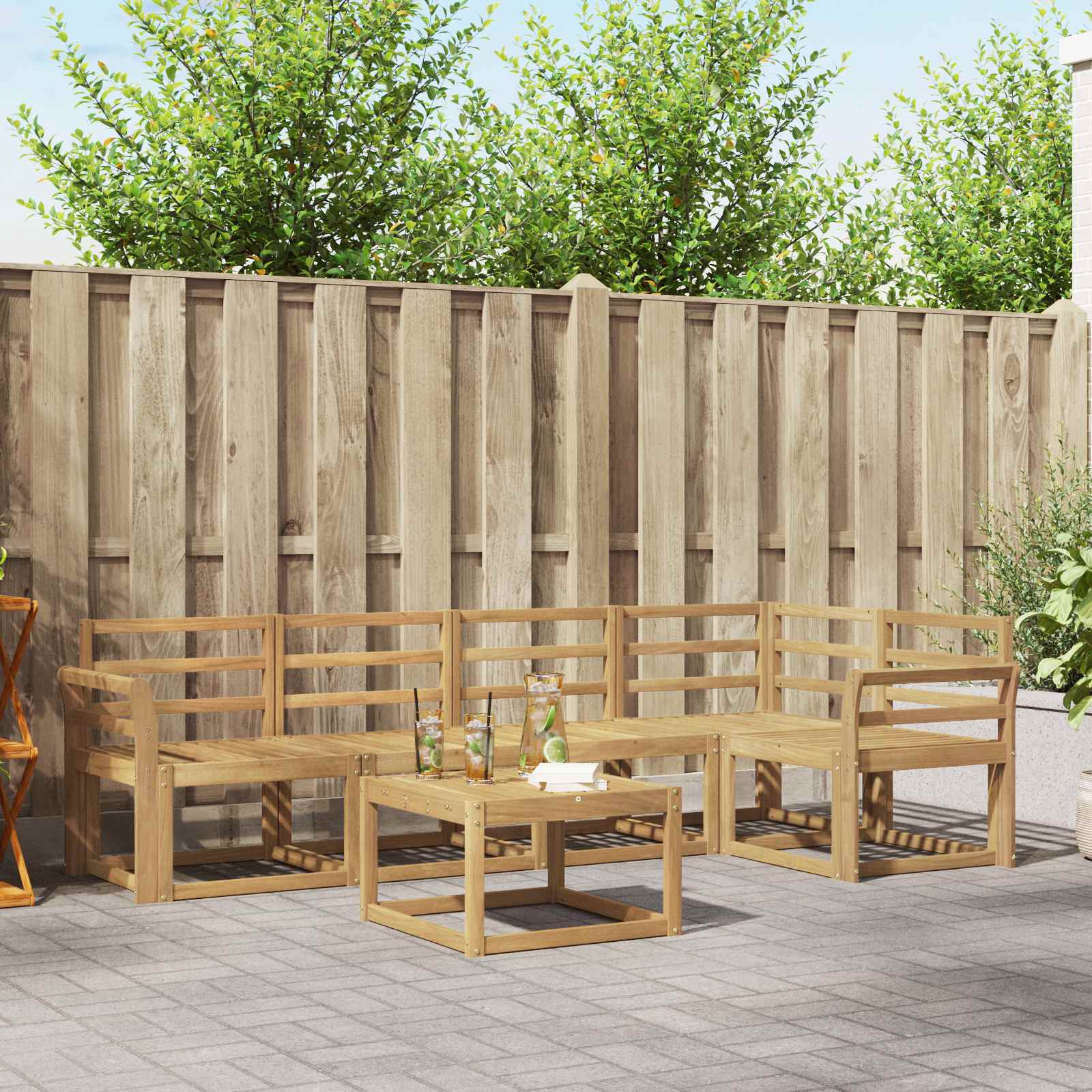 Outdoor-Sofagarnitur 6 pcs Weiß Massivholz Akazie