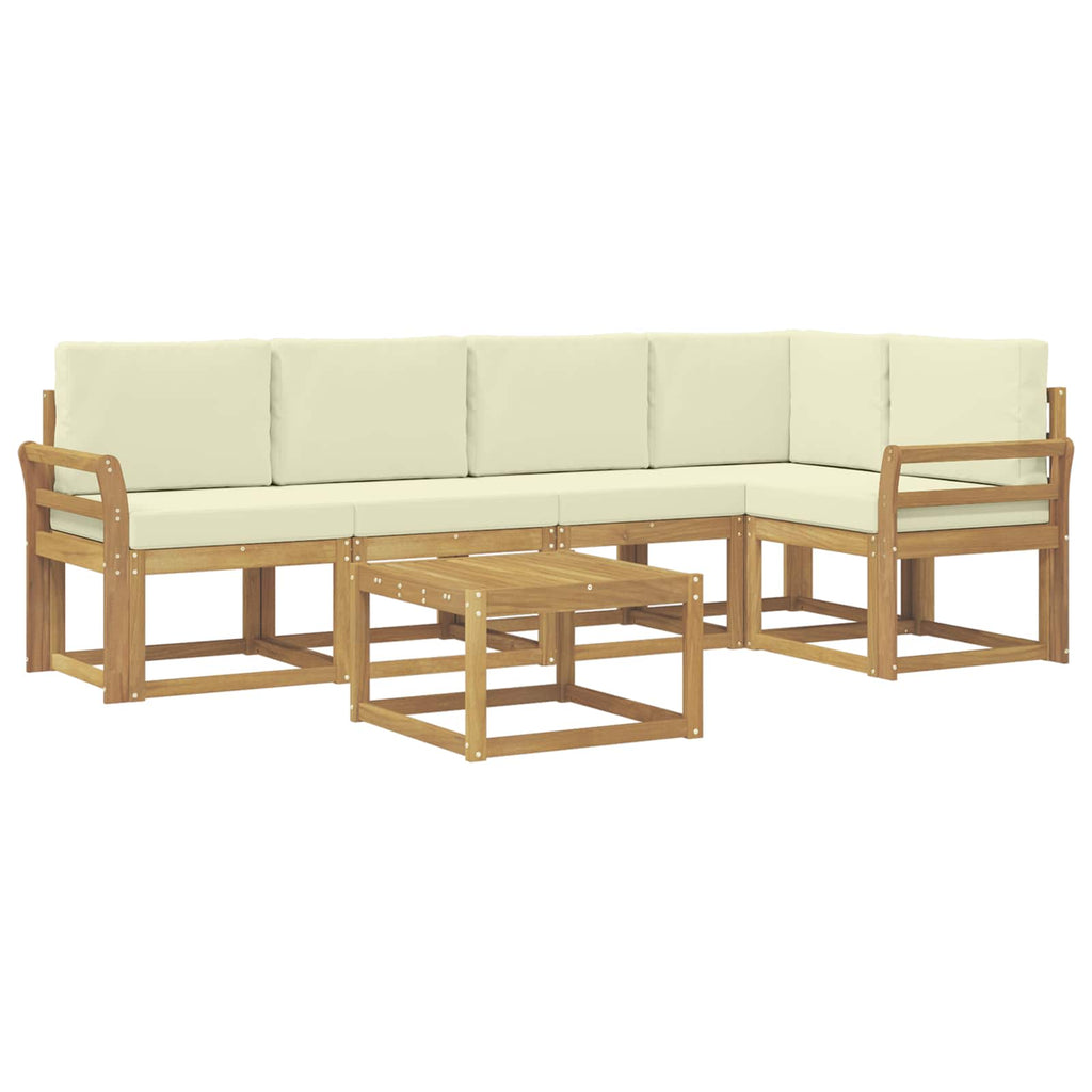 Outdoor-Sofagarnitur 6 pcs Weiß und Creme Massivholz Akazie