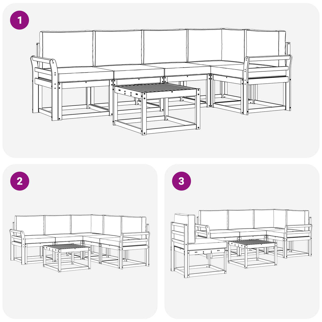 Outdoor-Sofagarnitur 6 pcs Weiß und Creme Massivholz Akazie