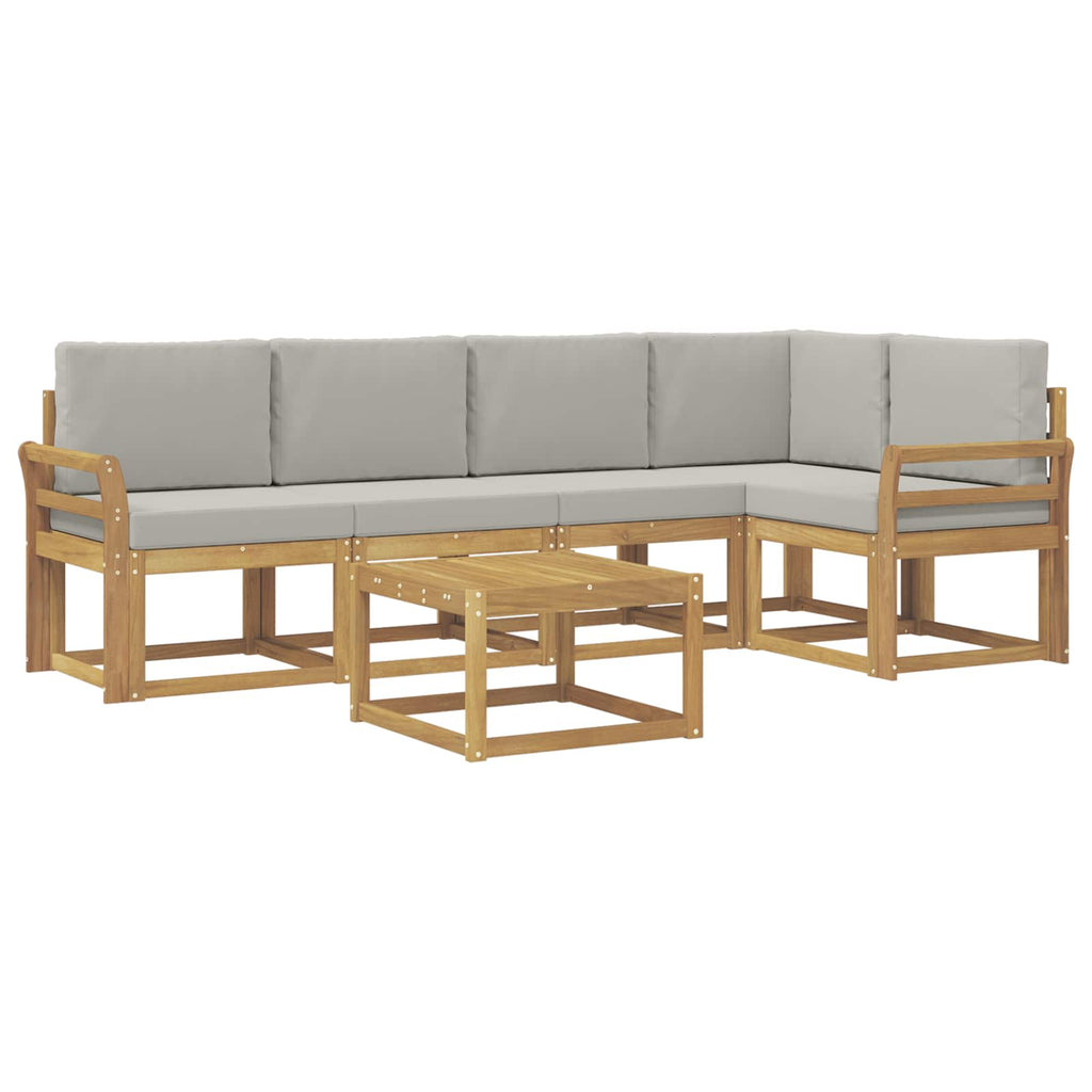 Outdoor-Sofagarnitur 6 pcs Weiß und Hellgrau