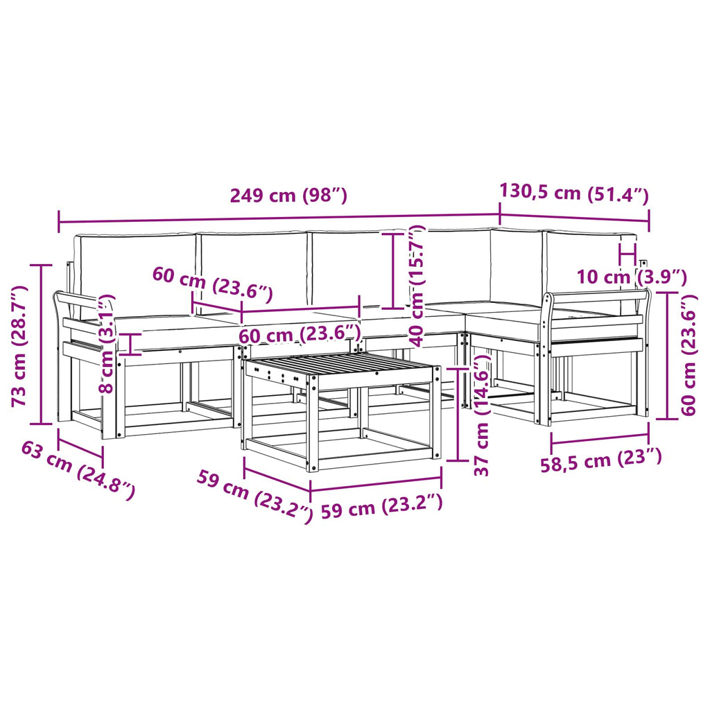 Outdoor-Sofagarnitur 6 pcs Weiß und Anthrazit Massivholz Akazie