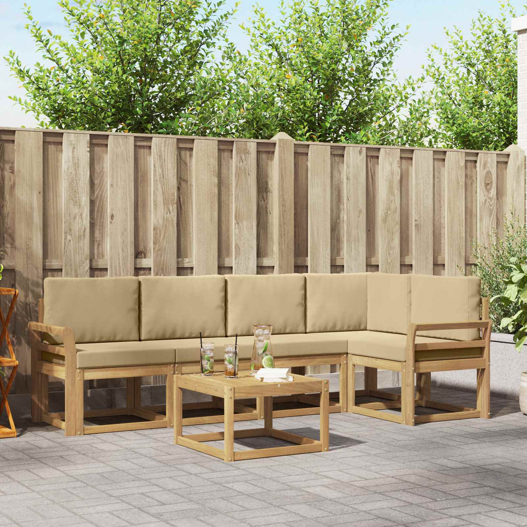 Outdoor-Sofagarnitur 6 pcs Weiß und Beige Massivholz Akazie