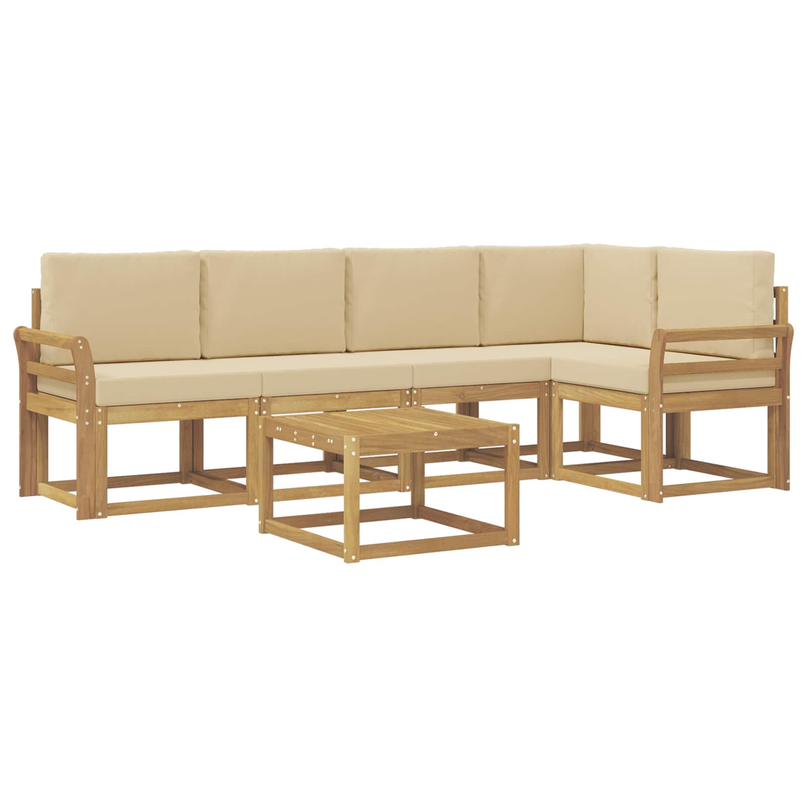 Outdoor-Sofagarnitur 6 pcs Weiß und Beige Massivholz Akazie