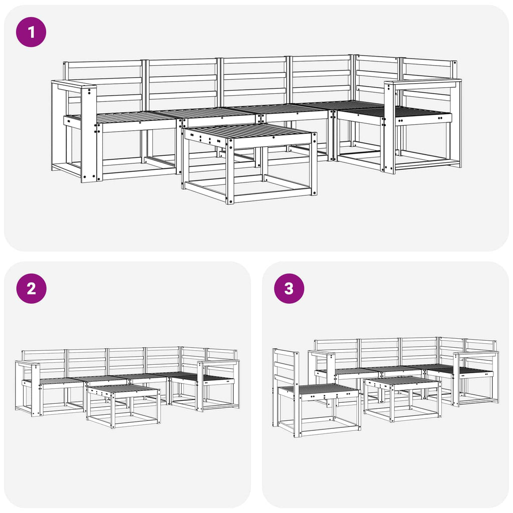 Outdoor-Sofagarnitur 6 pcs Weiß Massivholz Akazie