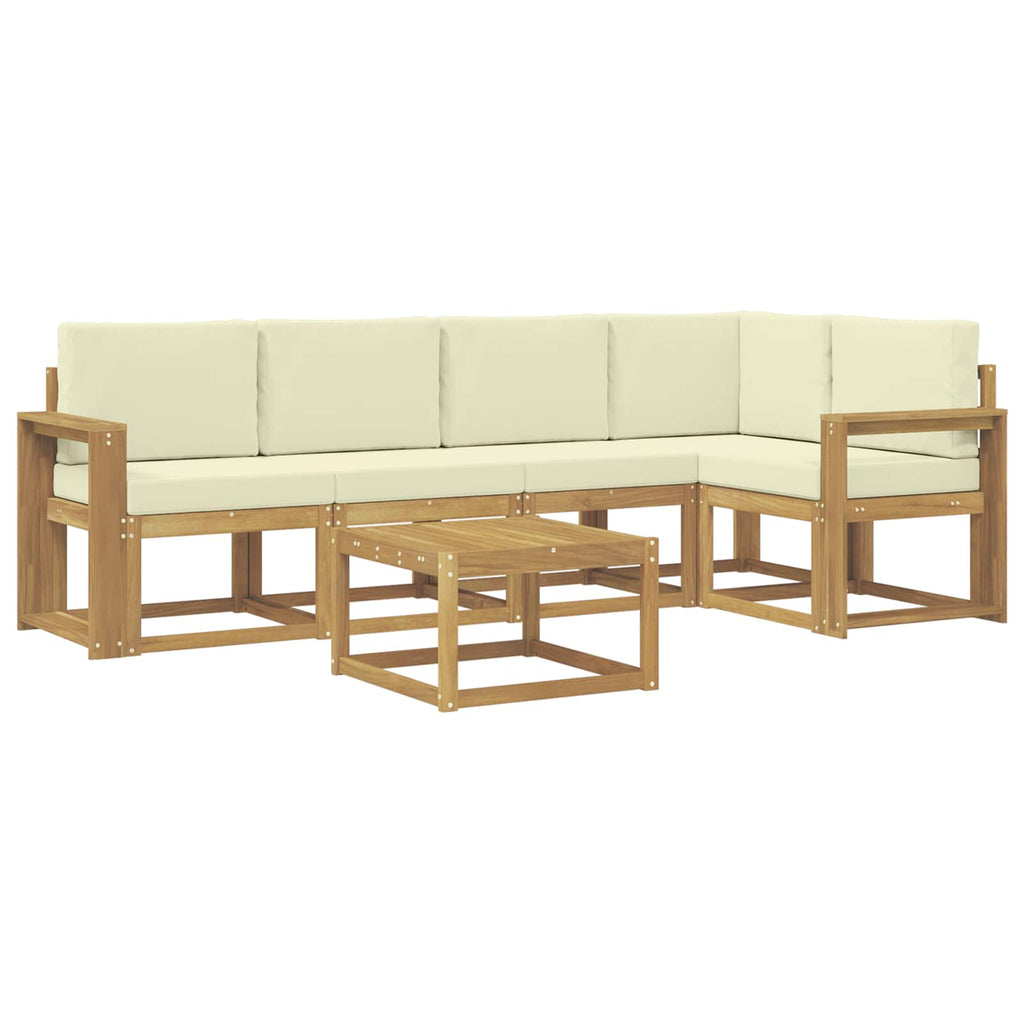 Outdoor-Sofagarnitur 6 pcs Weiß und Creme Massivholz Akazie