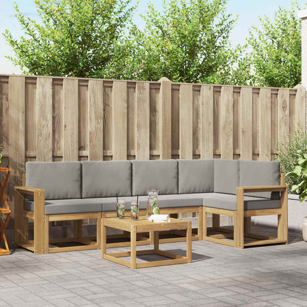 Outdoor-Sofagarnitur 6 pcs Weiß und Hellgrau