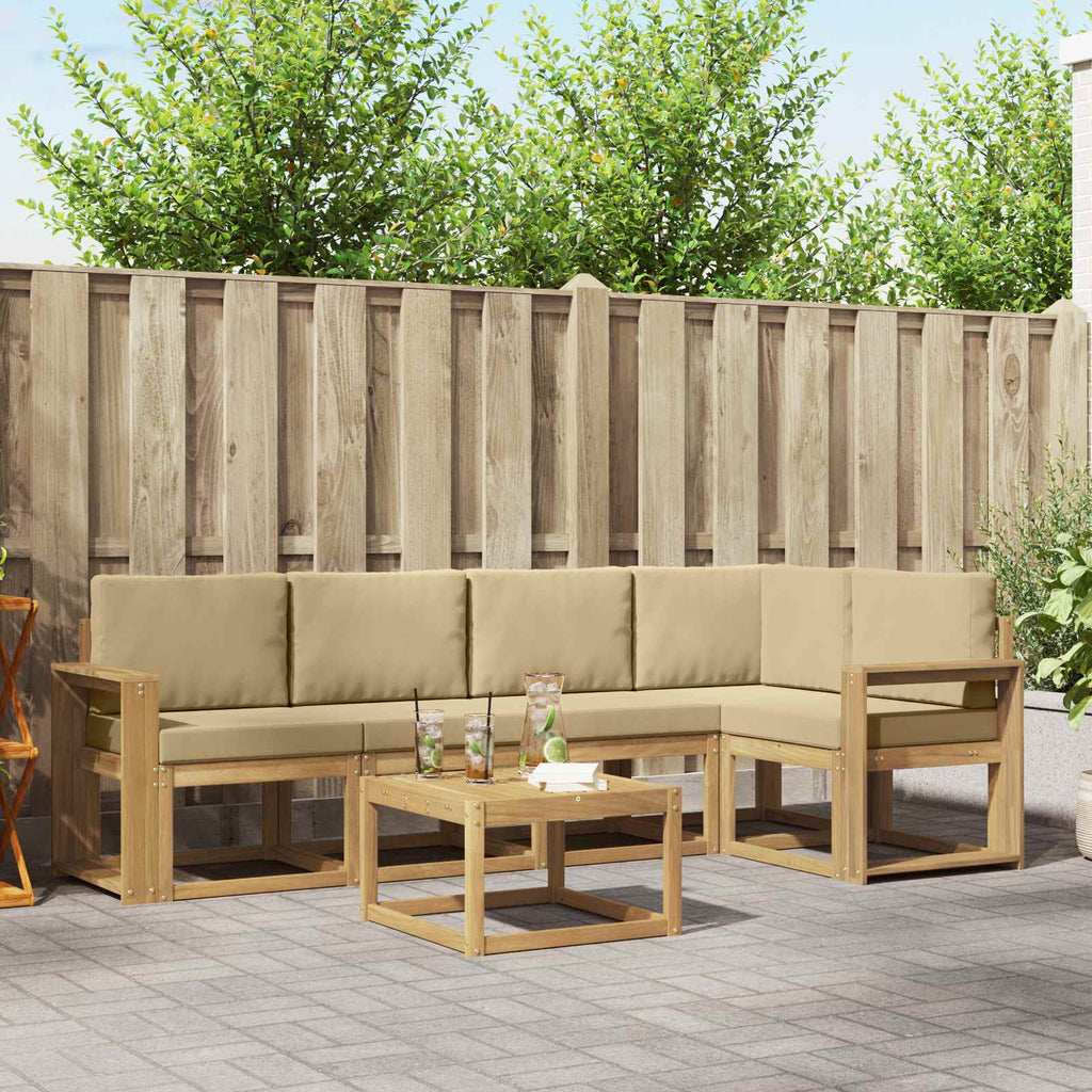 Outdoor-Sofagarnitur 6 pcs Weiß und Beige Massivholz Akazie