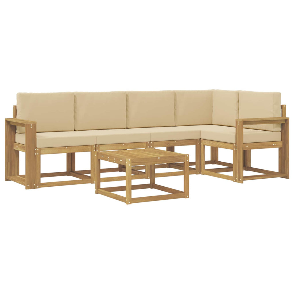 Outdoor-Sofagarnitur 6 pcs Weiß und Beige Massivholz Akazie